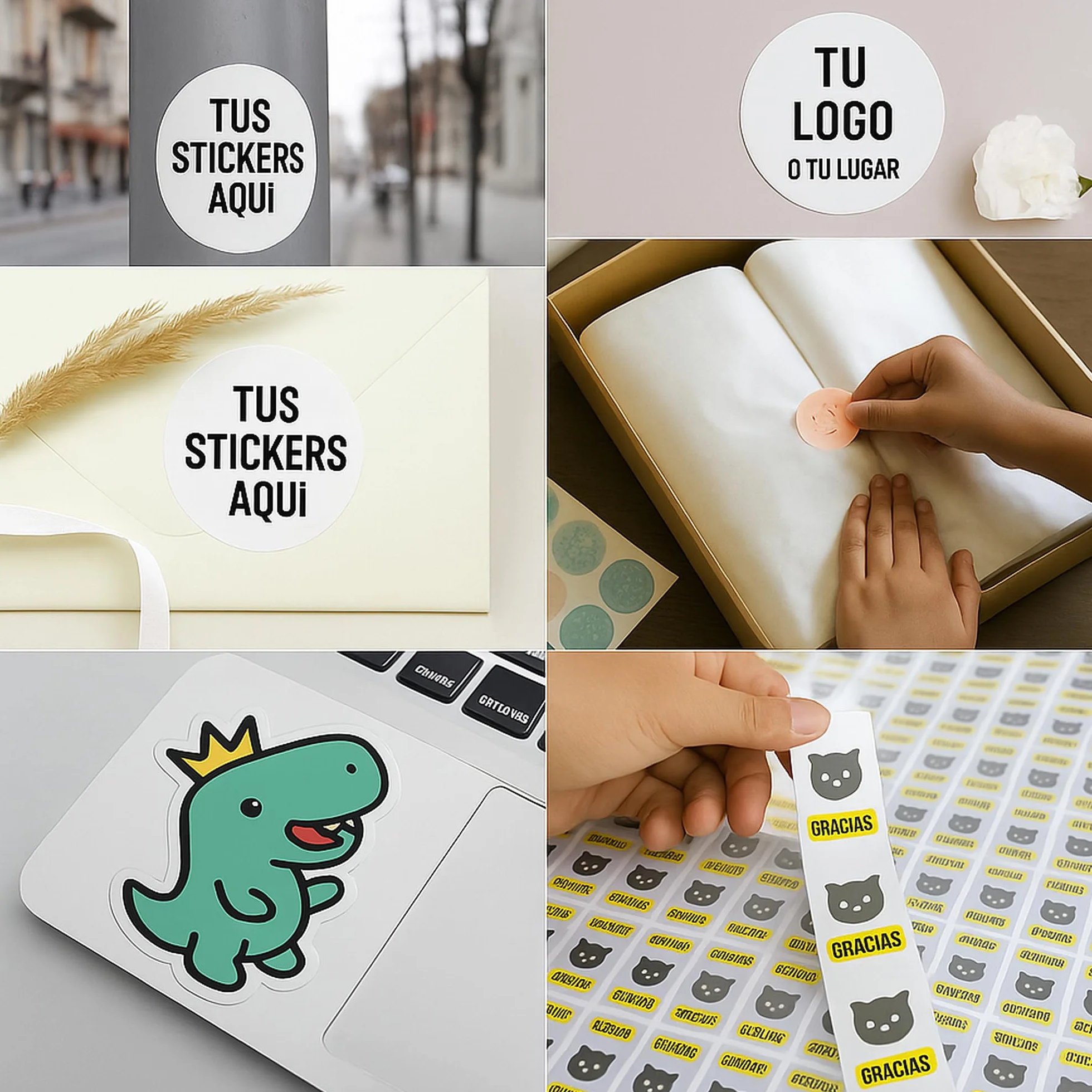 Pegatinas Personalizadas Multiusos 100 Stickers Redonda para Regalos, Eventos, Logo, Libros, Packaging