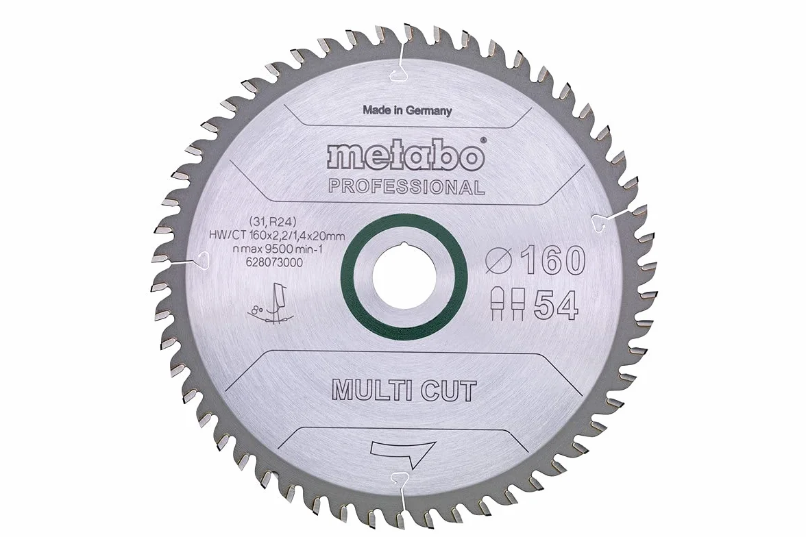 METABO 628293000 - Hoja de sierra Metal duro HW CT Multi Cut Professional 165x20 mm dientes 54 FZ/TZ 5°