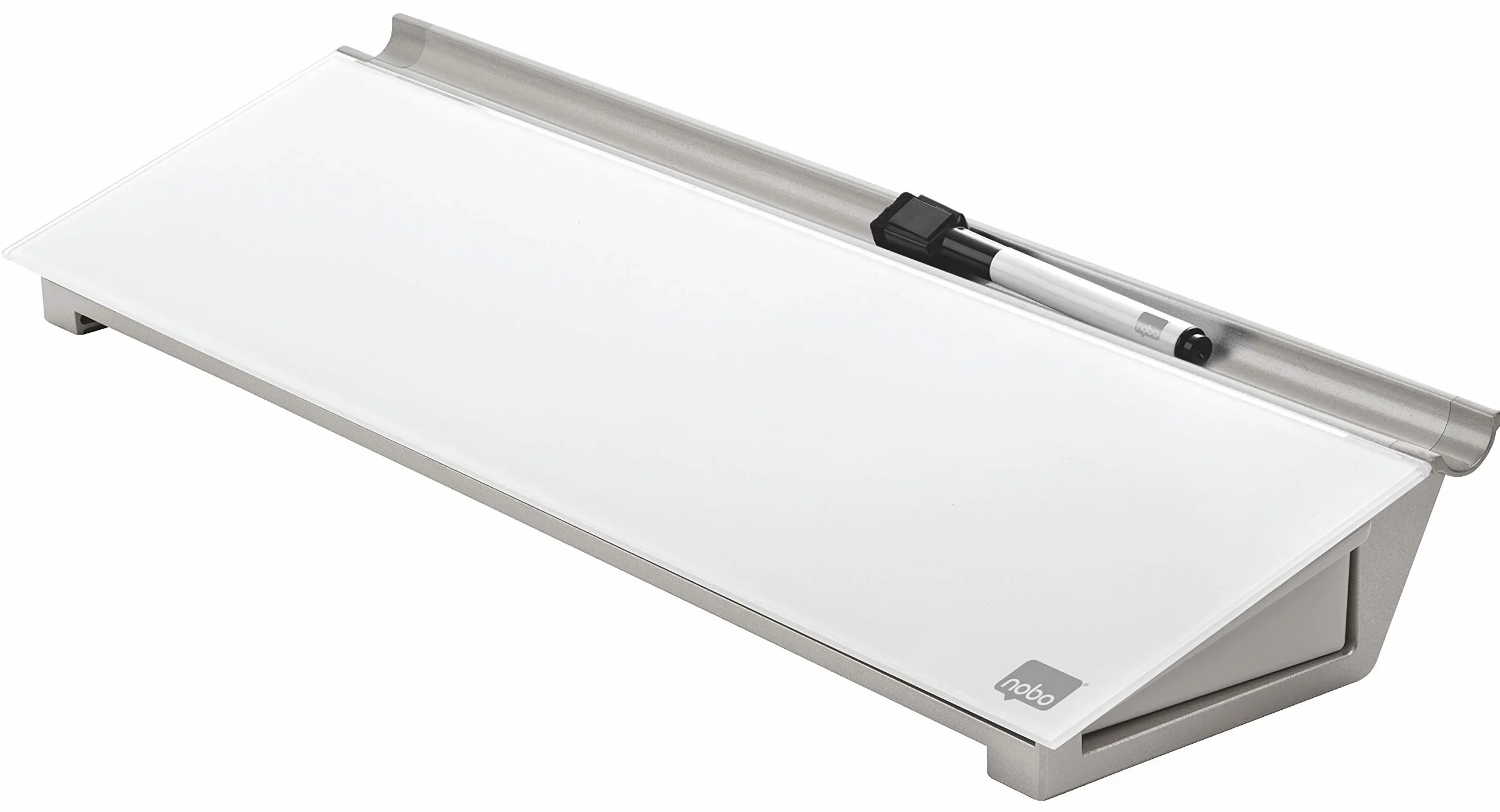NOBO Set de escritorio CRISTAL blanco brillante