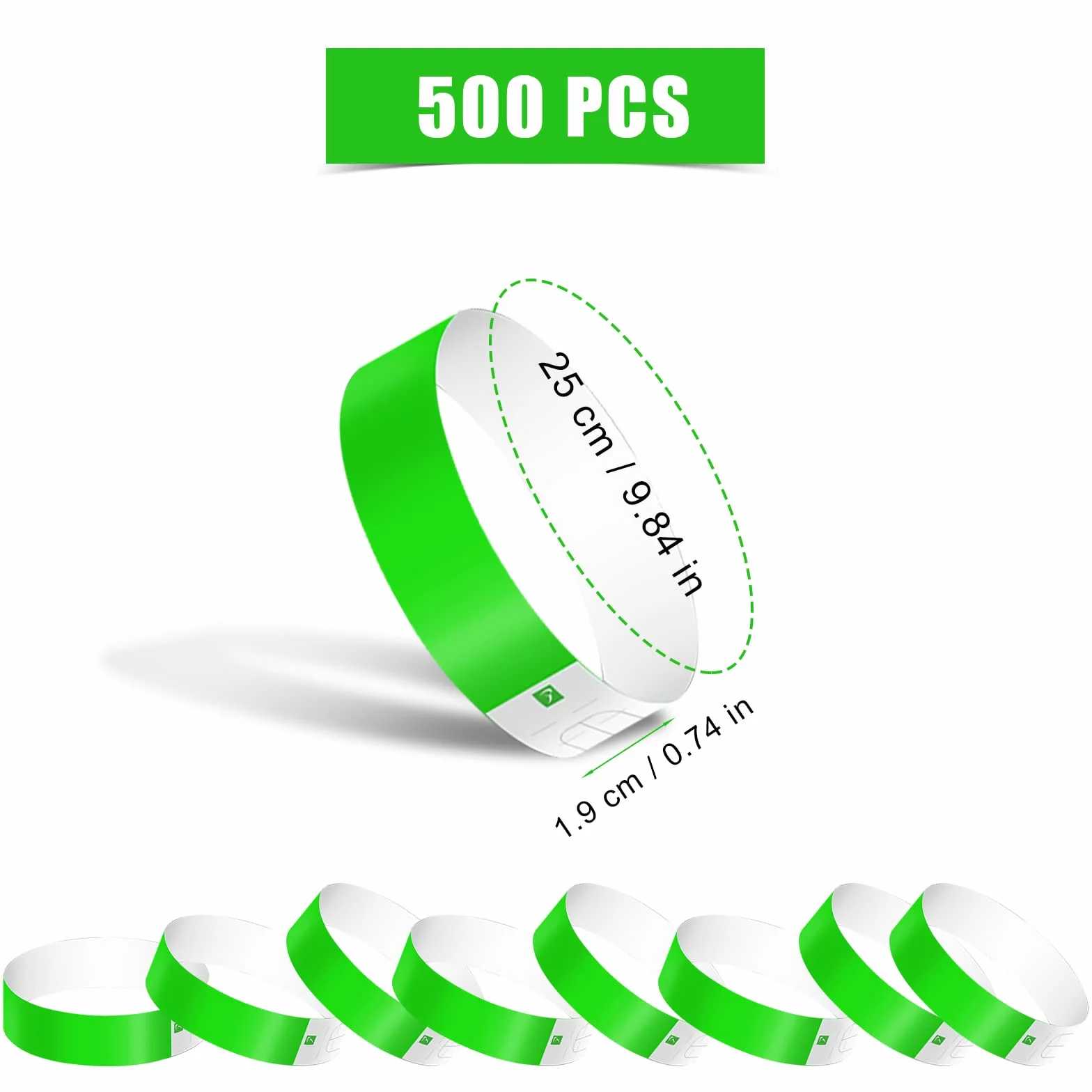Pulseras de Papel Impermeables para Eventos, 500 Uds, Pulseras Identificativas para Fiesta Discoteca Festivales (Verde)