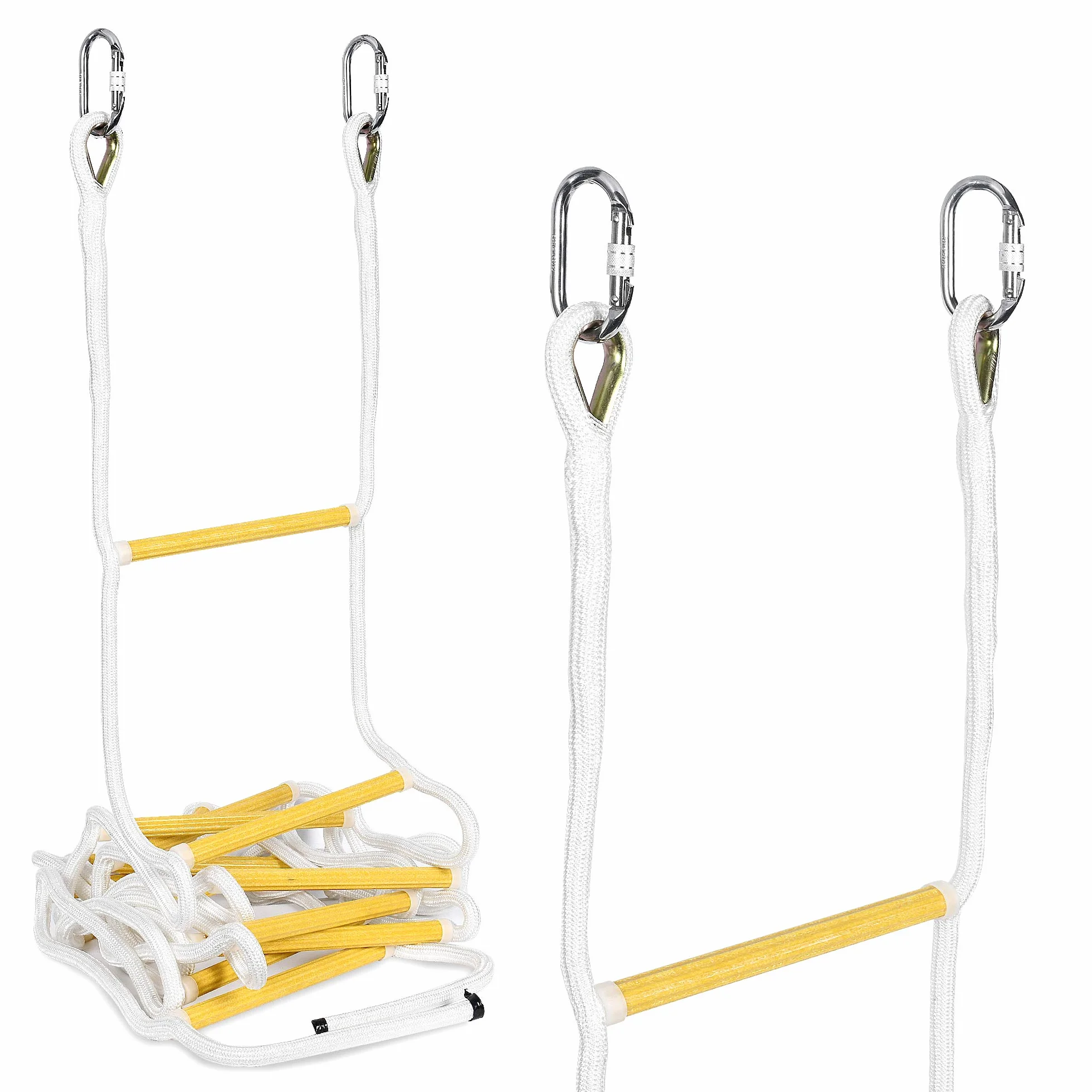 Escalera de Seguridad de 10 m Resistente al Fuego - Solución innovadora Escalera con estabilizadores de separación, cordón y cinturón de Seguridad - Reutilizable - Capacidad de Peso de hasta 900 kg