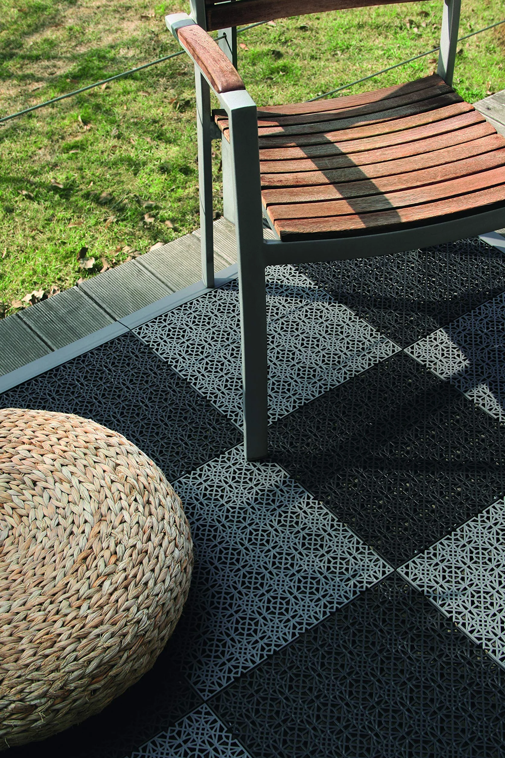 Andiamo 202403 - Set de baldosas de plástico para suelo, 38 x 38 cm, 7 unidades, 1 m², color gris