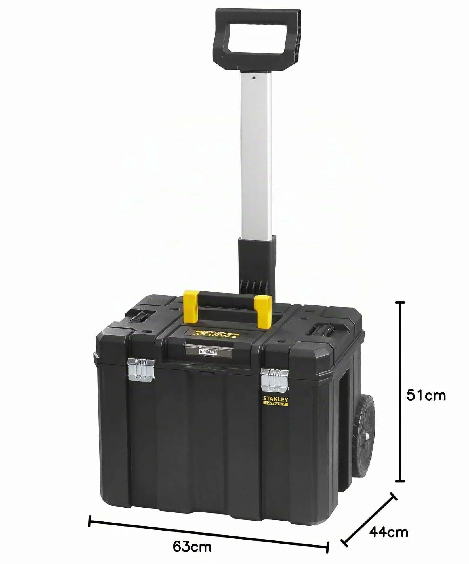 STANLEY FATMAX PRO-STACK Caja de almacenamiento móvil 50L con ruedas, cierres metálicos, negro