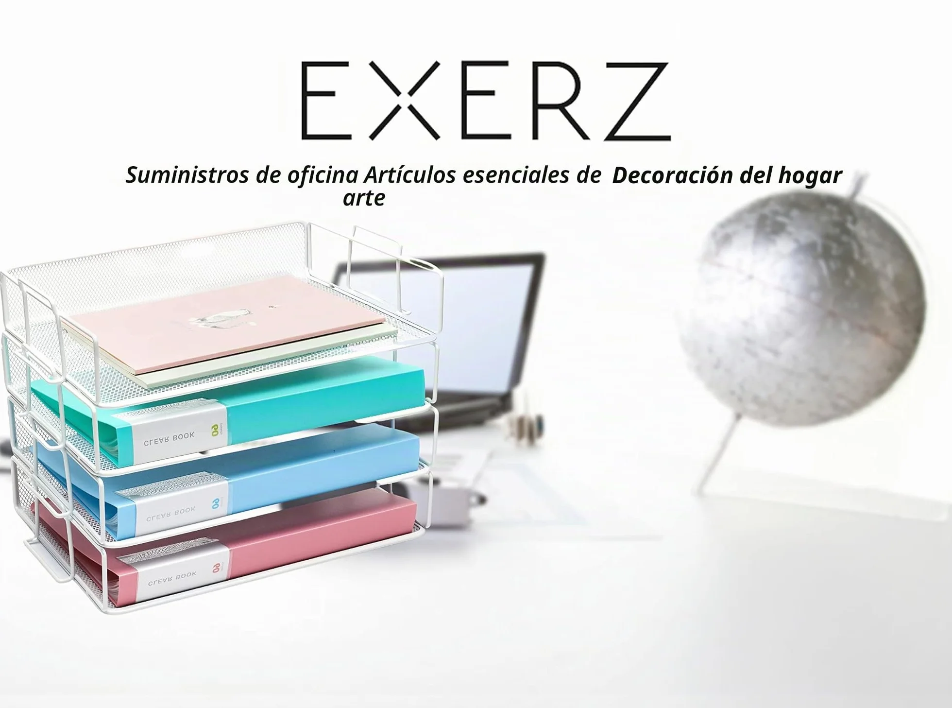 Exerz Clasificador de Papel 4 Niveles Bandejas de Escritorio Apilable Blanco