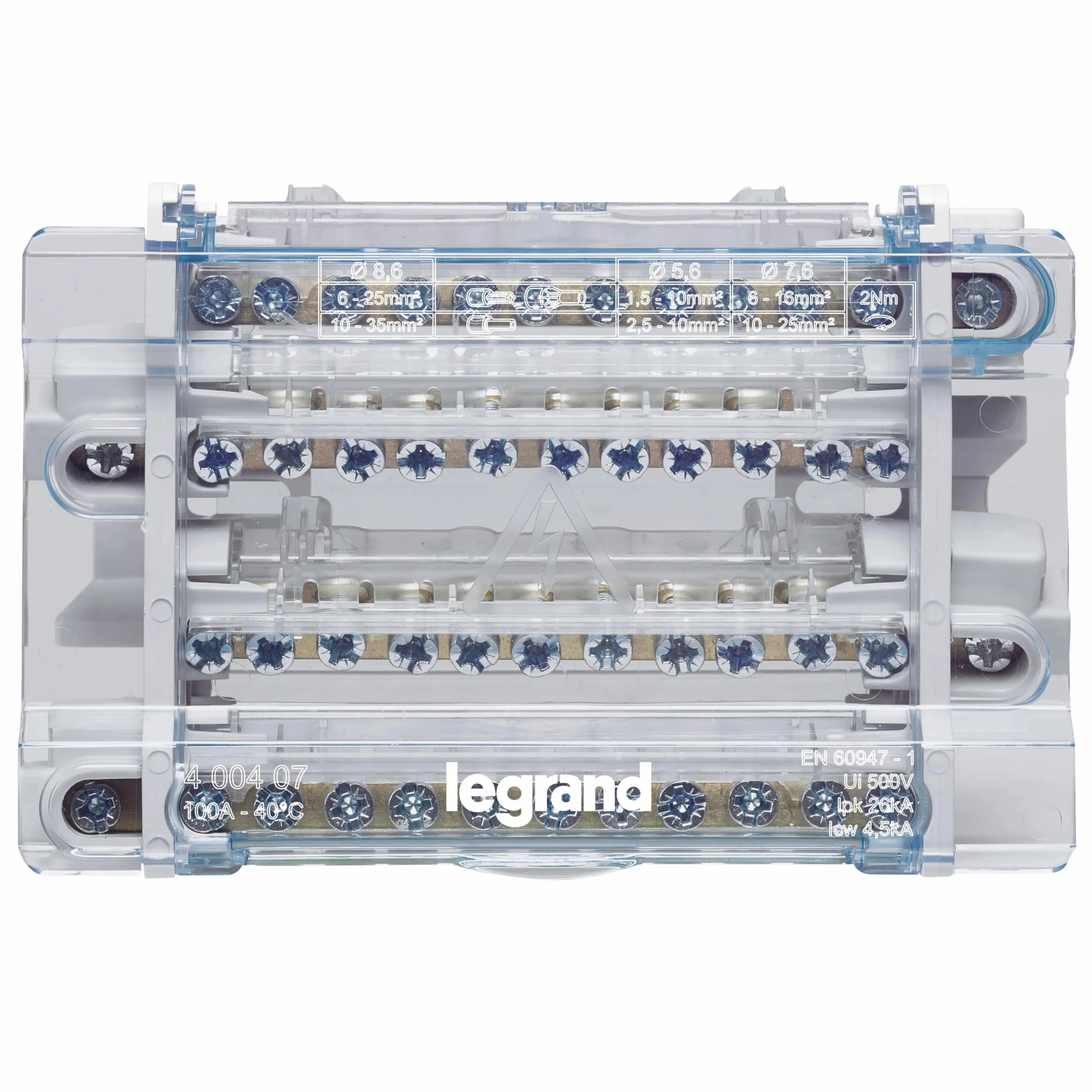 Bticino 400407 Distribuidores modulares, 4 polos, 100A, 92mm x 51mm x 139mm