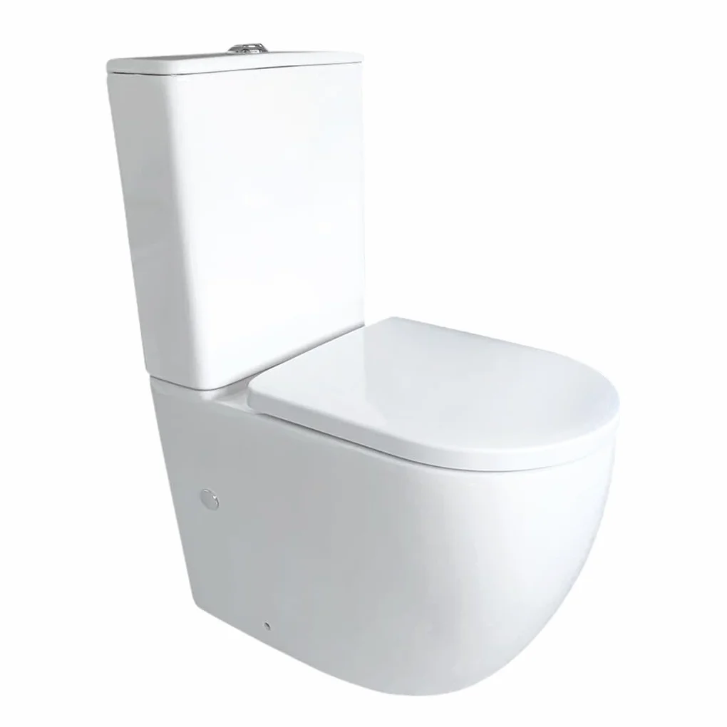 Inodoro Completo - WC Inodoro Completo con Sistema Rimless Antibacterias - Vater Baño con Tapa Dura Extrafina Amortiguada - Salida Dual Eficiente con Ahorro de Agua - WC para Hogar Blanco