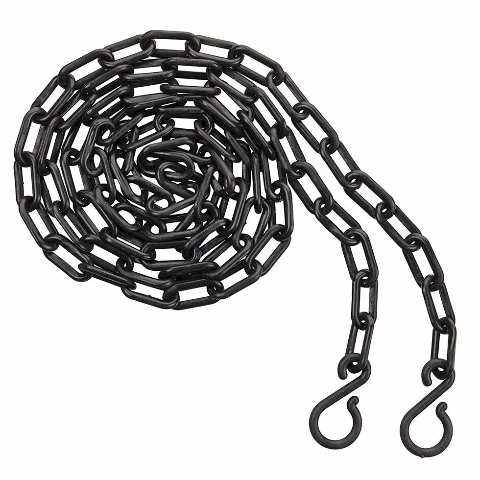 Cadena de barrera de plástico para aparcamiento, barrera de plástico, cadena de peligro, negro/rojo/blanco/amarillo, 5M/8M/10M (10mm* 10M, negro)