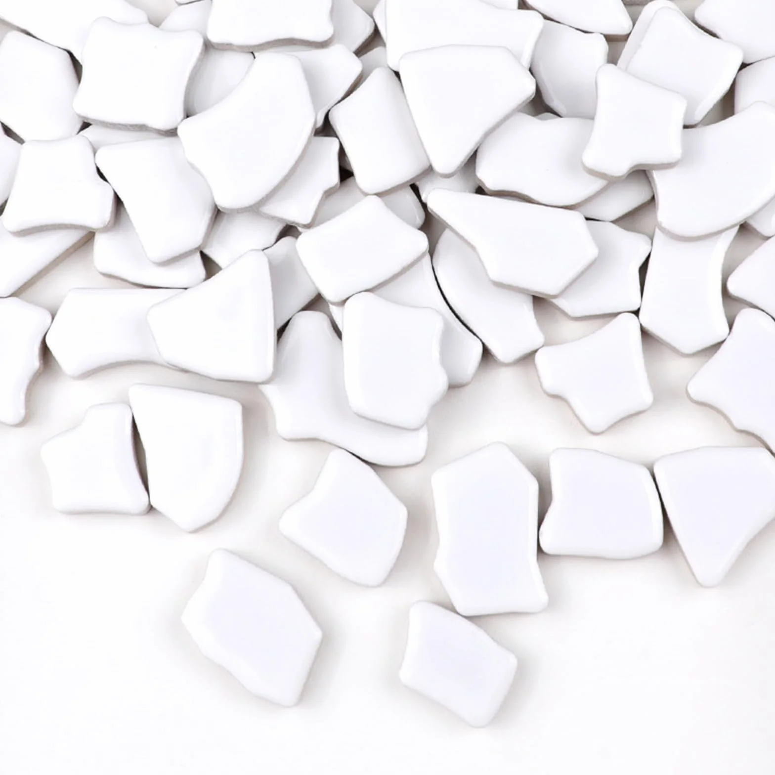 Baldosas Irregulares de Cerámica para Mosaico, 500 g, 2-4 cm, Piedras para Manualidades, Artesanía, Hogar, Arte, Decoración de Pared (Blanco)