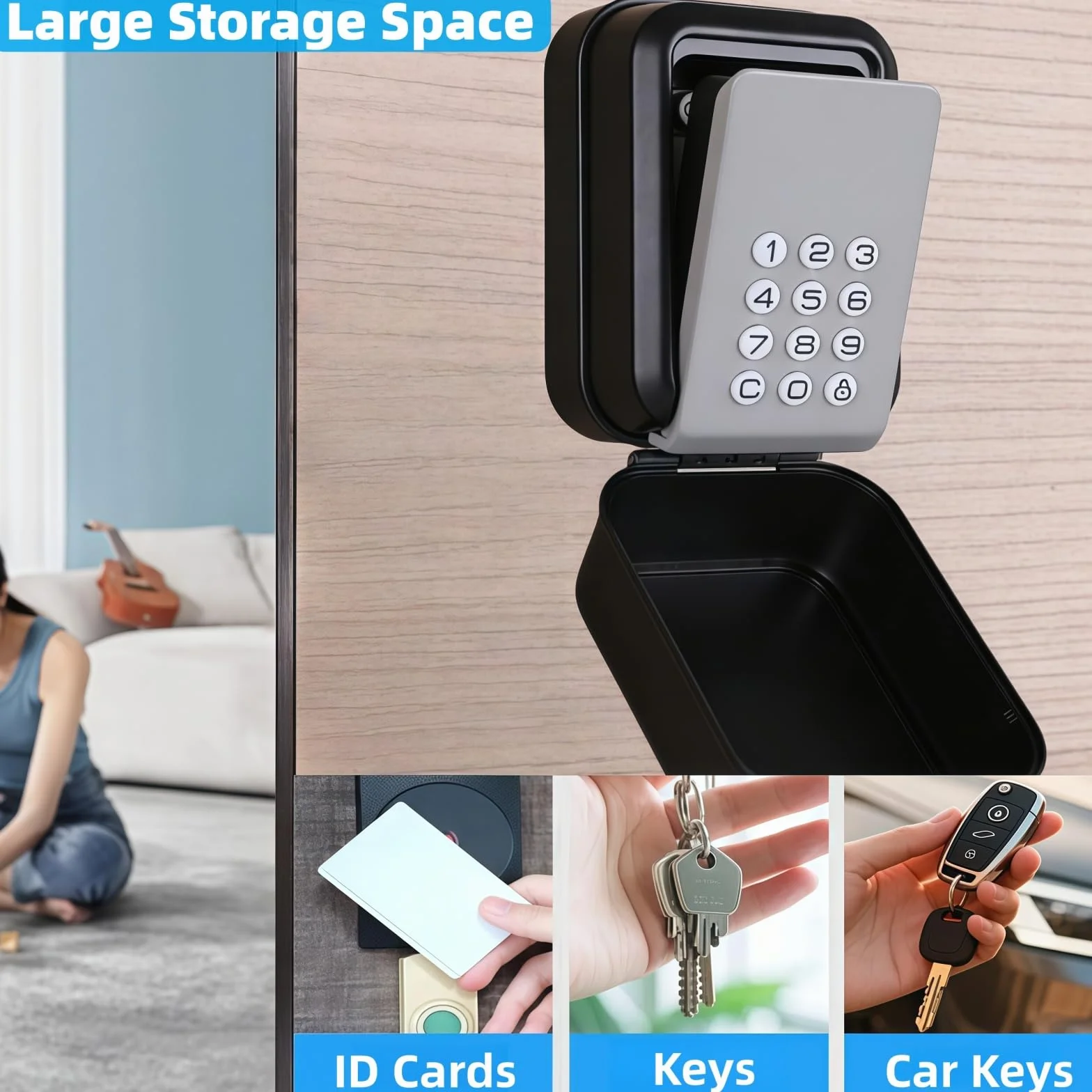 Caja fuerte electrónica inteligente para llaves, caja de llaves de pared con cerradura de 12 dígitos, Bluetooth o cerradura de combinación, cubierta impermeable para Airbnb, garaje, escuela y oficina