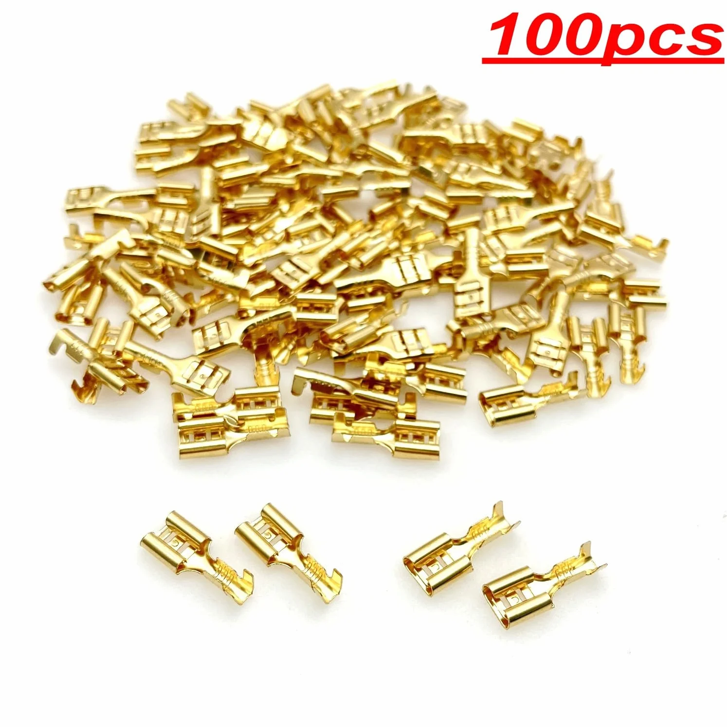 JZK 100 piezas 6,3 mm hembra terminales de engarzado de pala conectores rápido