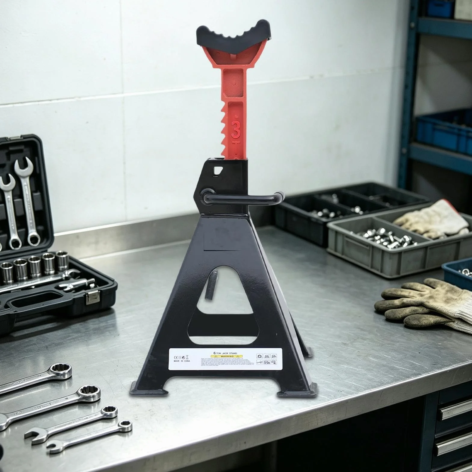 Caballetes 3 Toneladas 3/6 Toneladas Trabajo Pesado Altura Ajustable Con | Soporte Coche Portátil Para Remolques Camiones Vehículos Automoción SUV Motocicletas Garaje