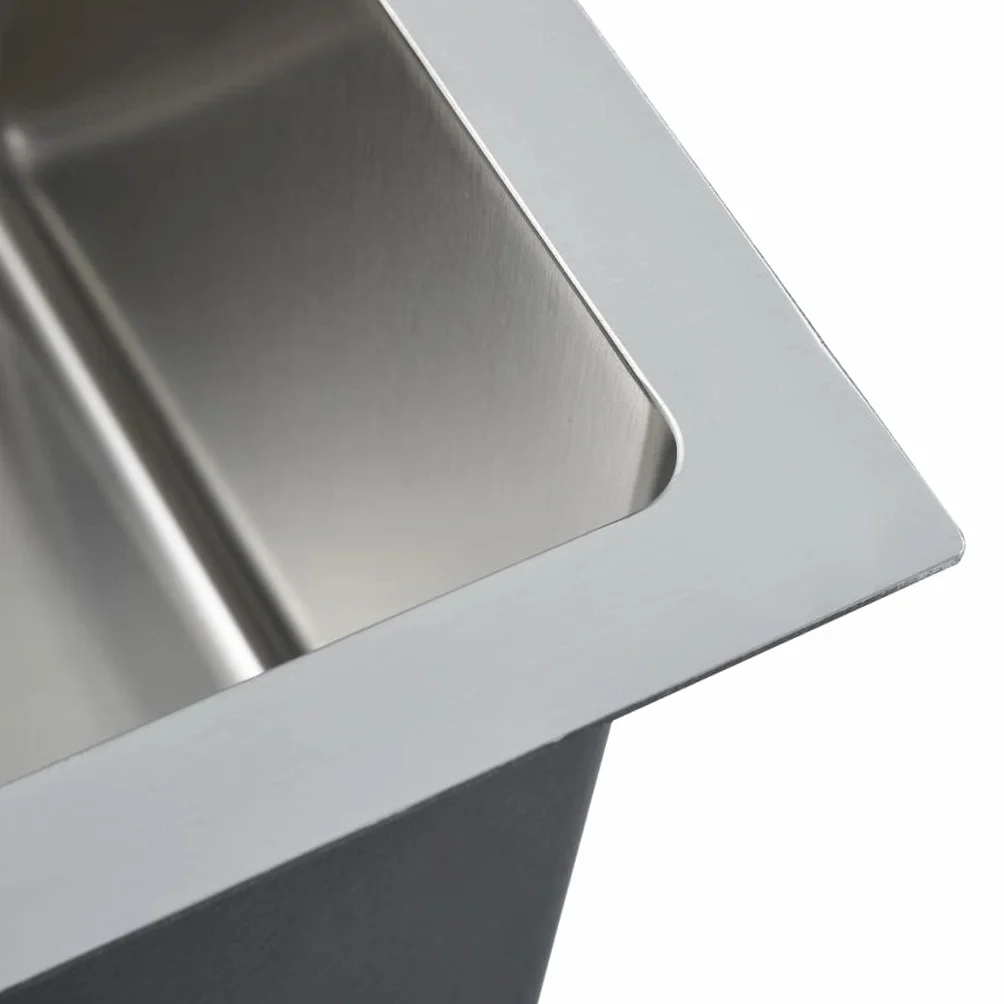 vidaXL Fregadero de Cocina Hecho a Mano Pila Lavabo Comedor Alberca Servicio Grifo Lavar Olla Platos Integrado Acero Inoxidable