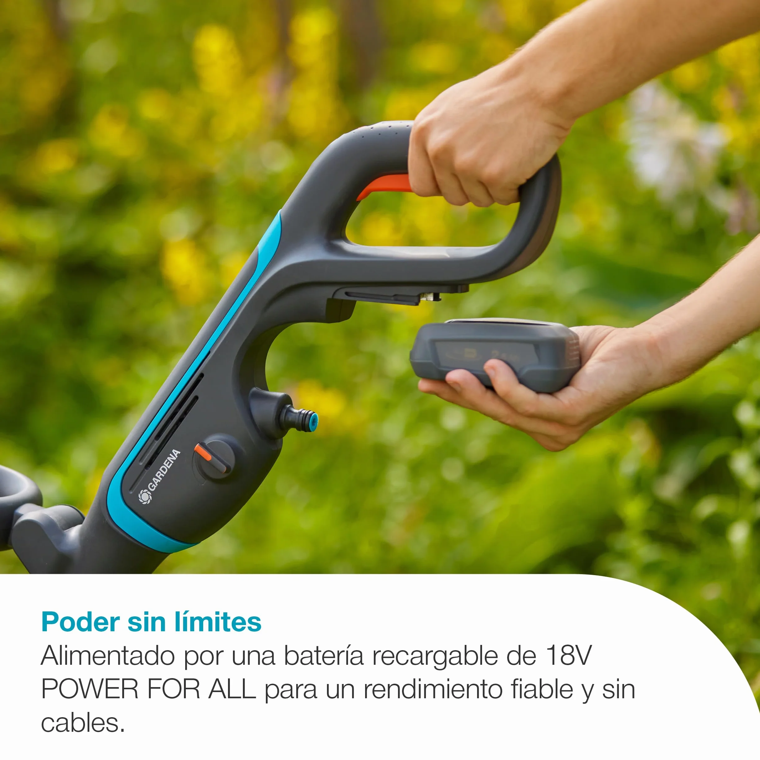 Gardena Limpiador AquaBrush a batería Compact 02/18V P4A Solo: Exterior, Funcionamiento con un Solo Toque, Limpieza Vertical, Ergonómico y Ajustable, Sin Cable (14840-55)