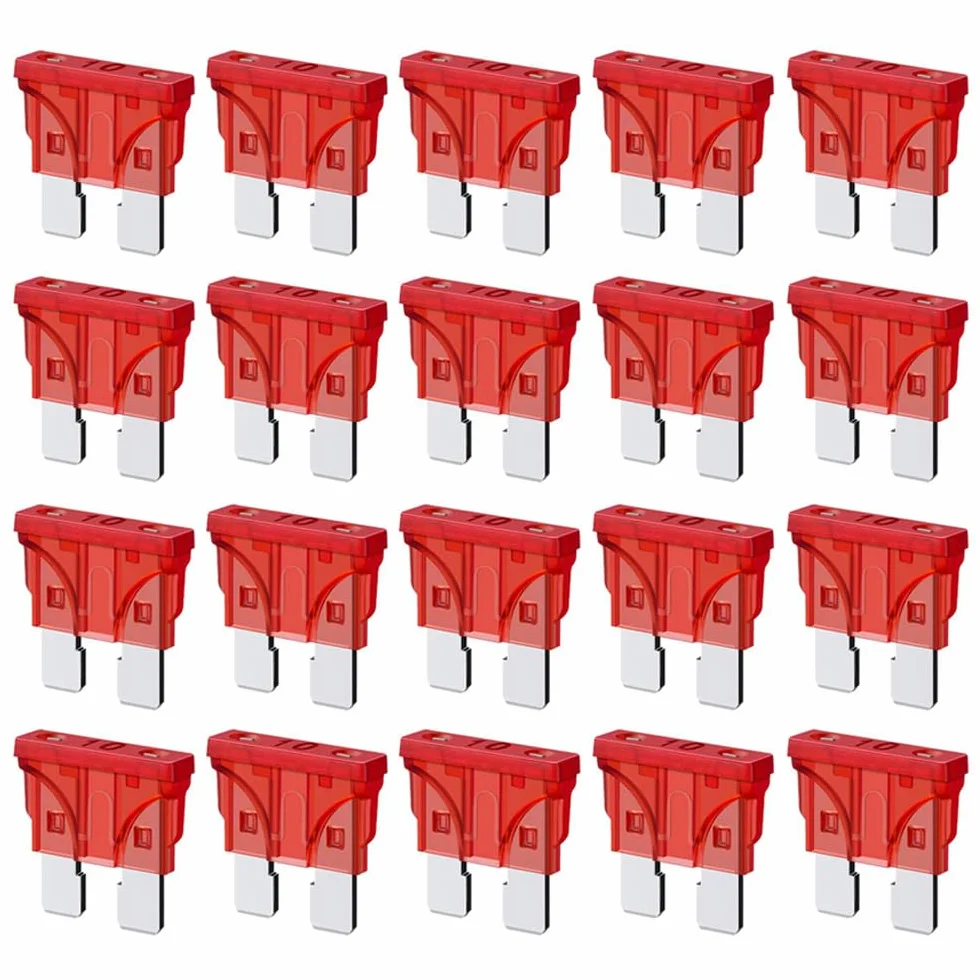 Gebildet Fusibles de Coche Estándar de 10A, Fusibles de Cuchilla ATC ATO de 10 Amp para Autocaravanas, Camiones, SUV y Caravanas (Paquete de 20 Unidades)