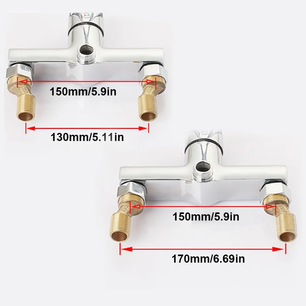 Adaptador de grifo de ducha, conector excéntrico 3/4" AG x 1/2" AG, longitud 60 mm