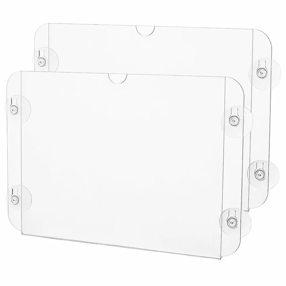 Arricraft 2 Soportes Acrílicos para Letreros de Ventana con Ventosas, 12.87x8.66 Pulgadas, Soporte Transparente para Señalización de Pared