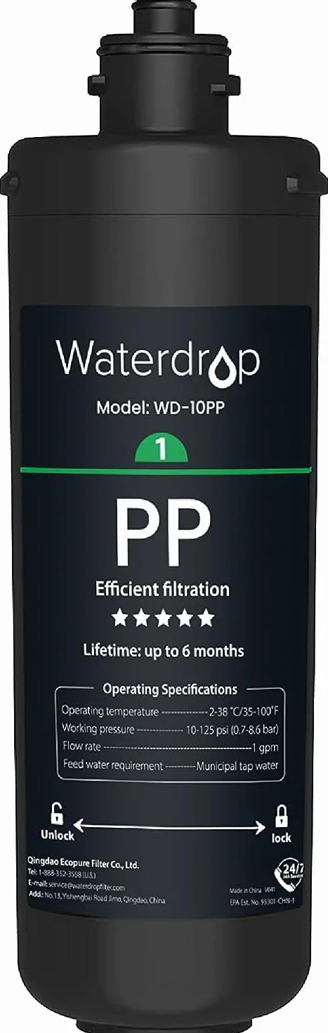 Waterdrop WD-10PP Filtro de Agua, Reemplazo para el TSA & TSB Sistema de Filtración de Agua Debajo del Fregadero