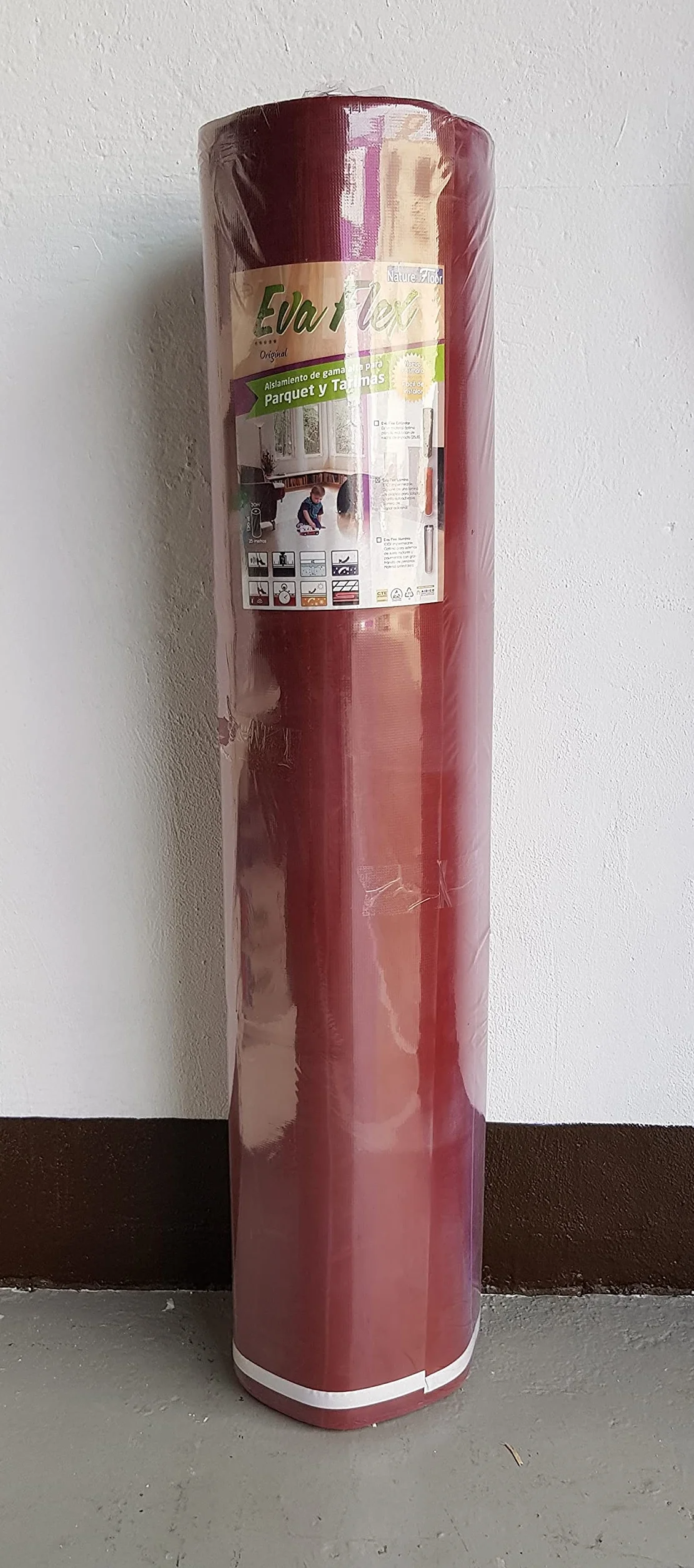60m2 Base aislante Eva Flex acústica 2mm con lámina (2 rollos de 30m2)
