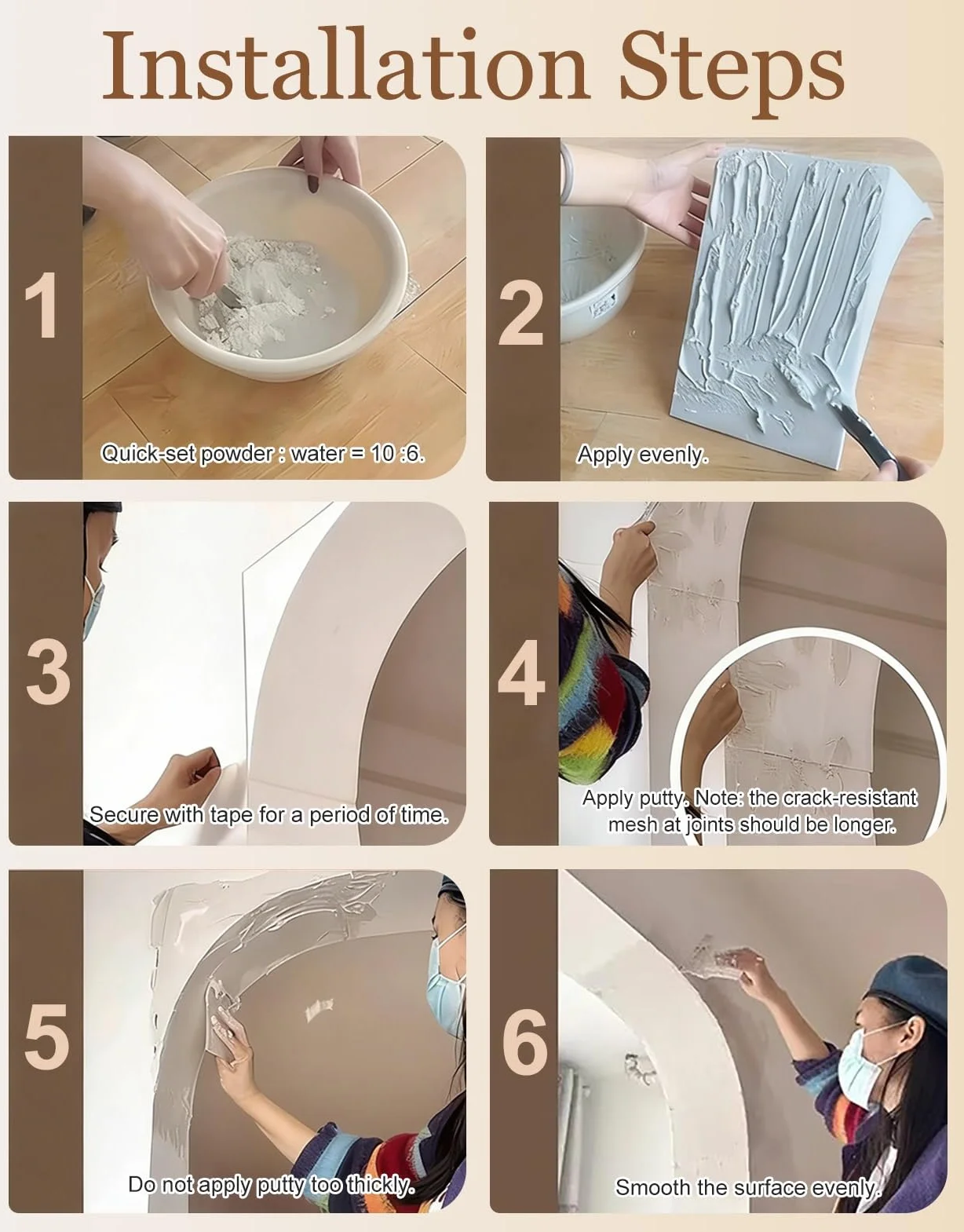 Kit de molduras de arco de puerta, inserto de arco semicircular para decoración de interiores, juego de molduras universales redondeadas para puerta