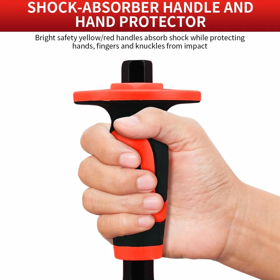 Airless SJG Juego de 3 Cinceles de Albañil Con Salvamanos y Protector, Cincel de Ladrillo, Cortafríos Con Protección (240mm/300mm/300mm)