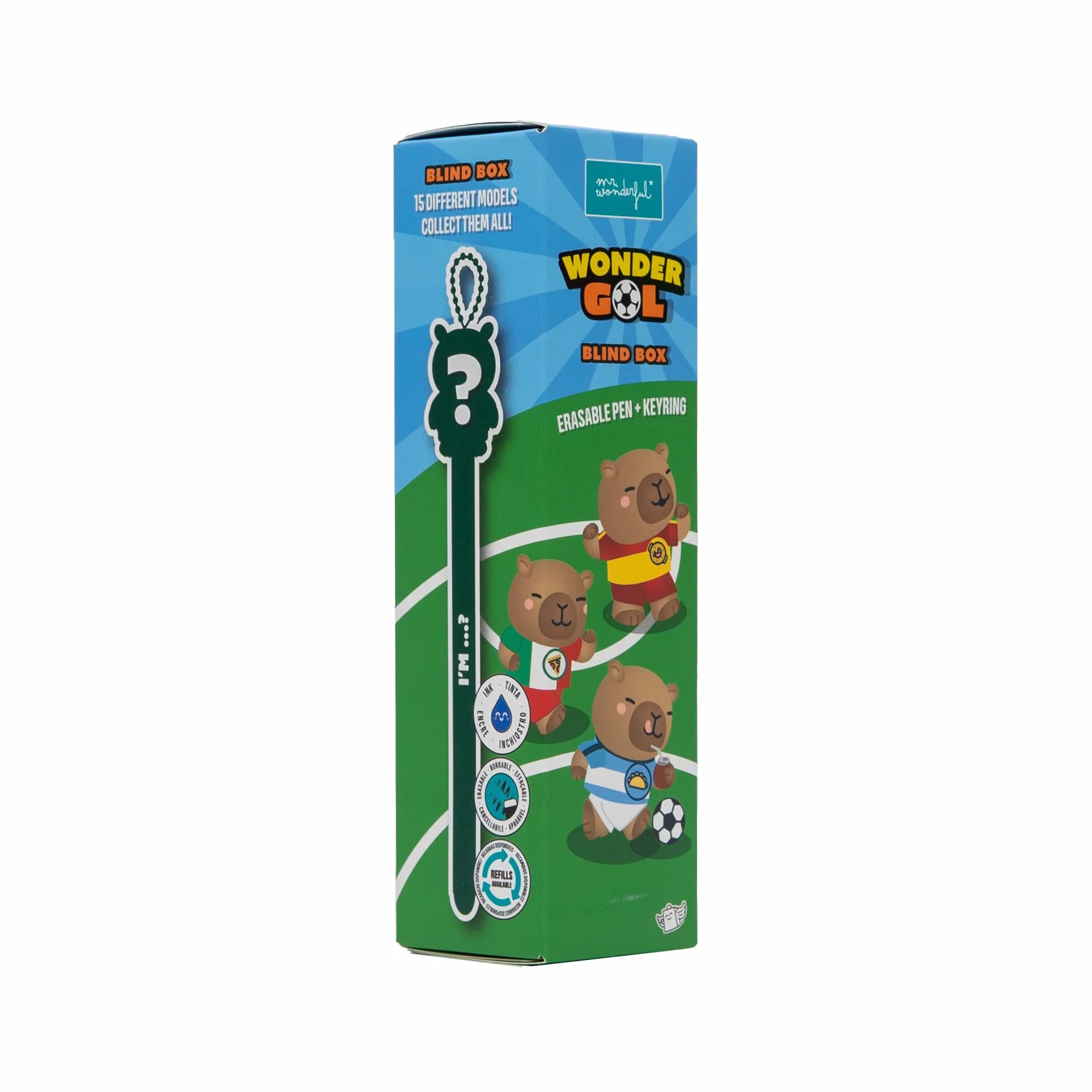Mr. Wonderful Wonder Gol Blind Box Bolígrafo Borrable Sorpresa Llavero Capibara Bolis Coleccionables Tinta Azul