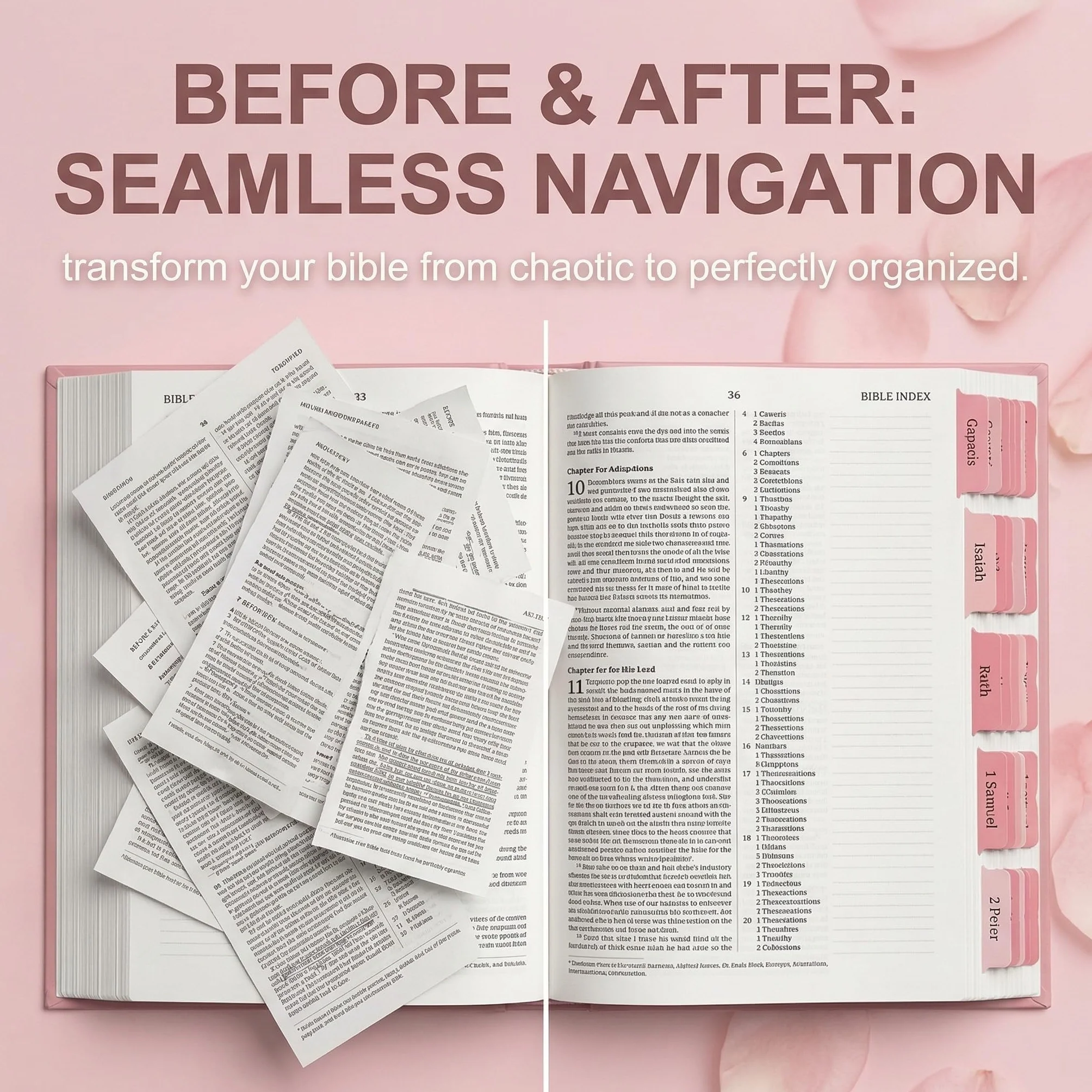 Pestañas Laminadas para la Biblia, 75 Pcs Tablas Biblias Laminadas - Accesorios Bíblicos (Rosa)