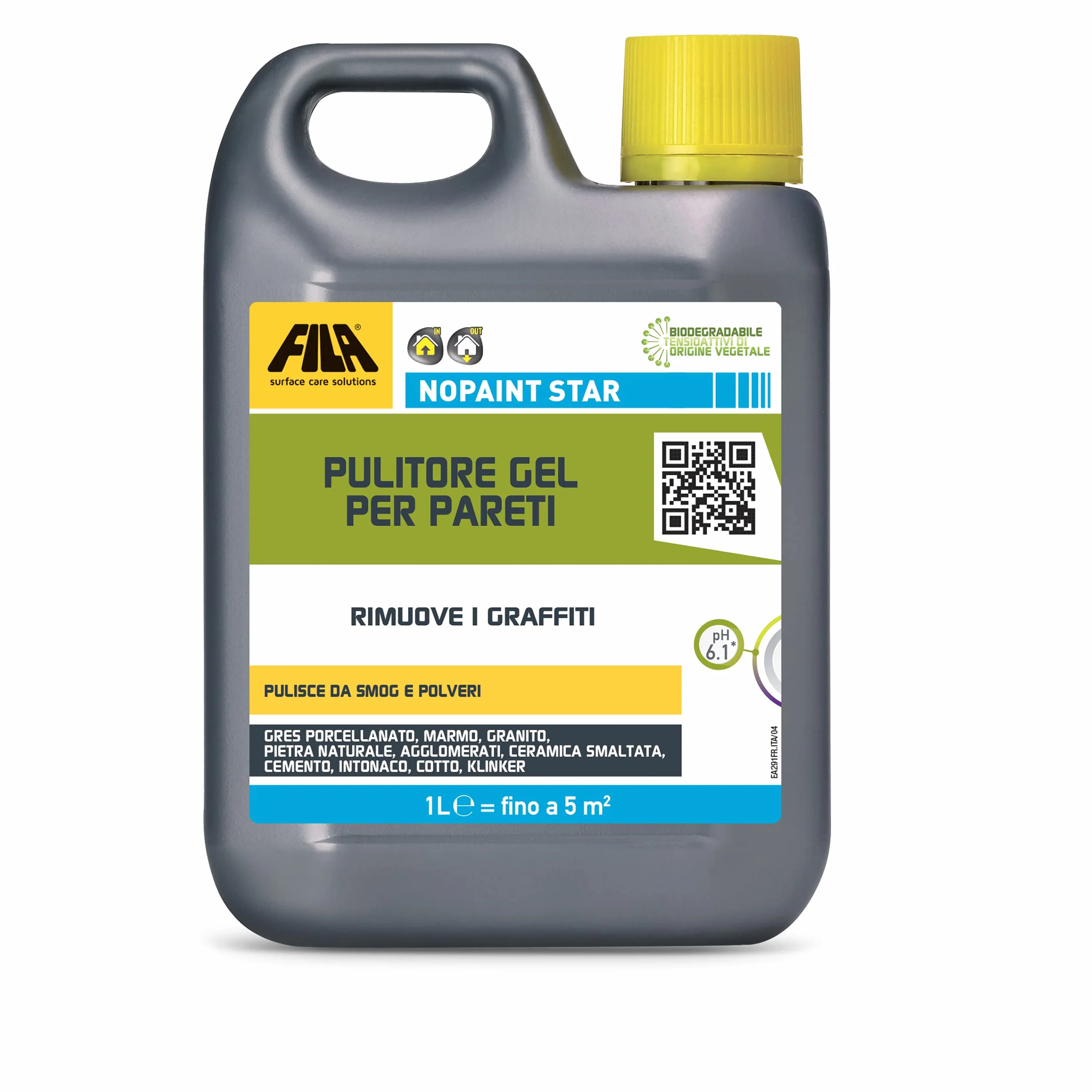 FILA Surface Care Solutions Fila No Paint Star - Limpiador Profesional de Gel a Base de Agua, removedor de Graffiti de Ladrillos, Cemento y Piedra Natural, 1 L