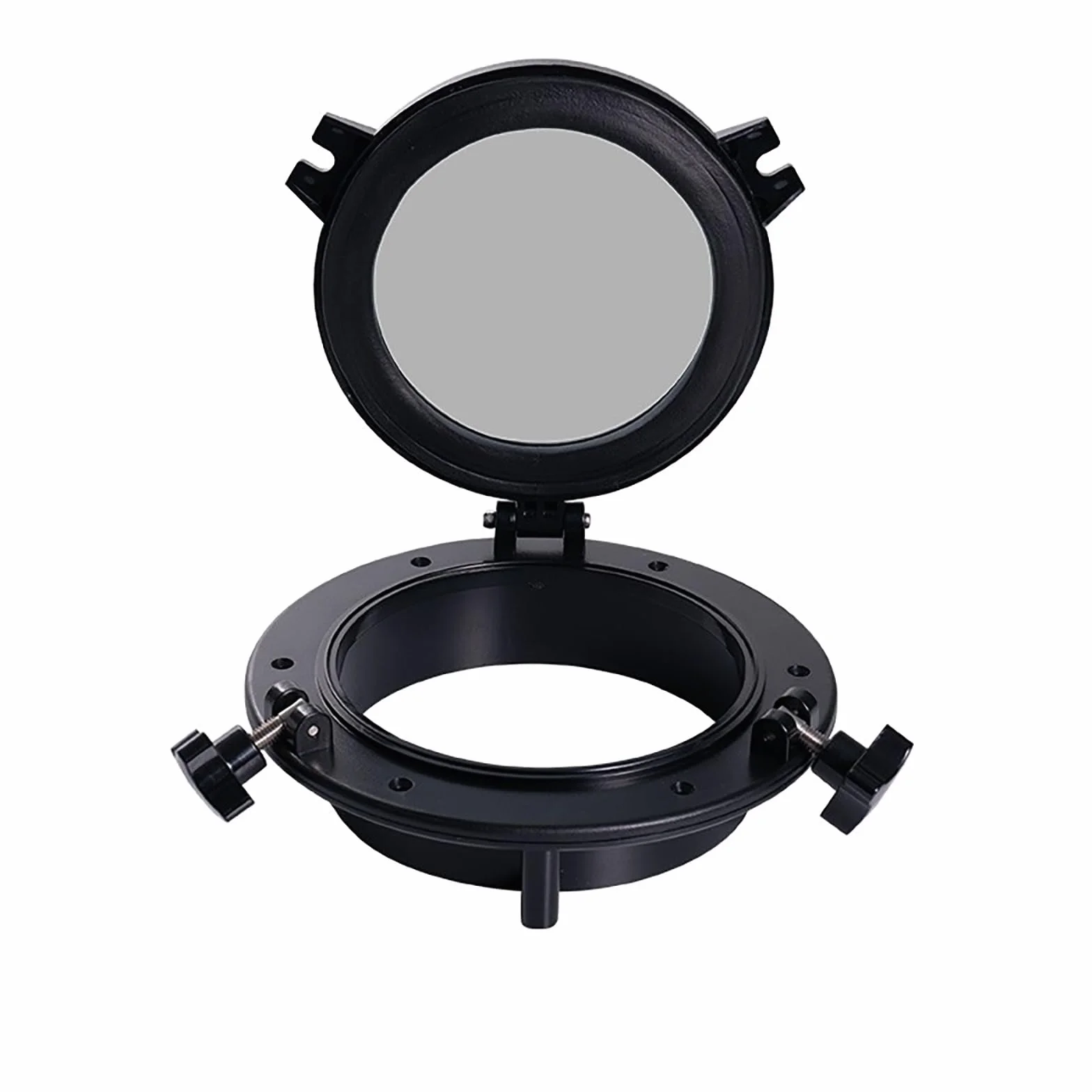 Redondo Vaso Ventana del Cobertizo, Ventana De Ventilación Empotrada, Ventanas Vidrio Templado Aislamiento Y Ventilación Abatibles,para baño, granero, garaje(Black,26cm/10.3in)