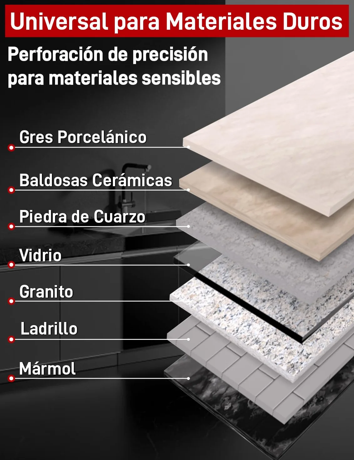8Pz M14 Broca Diamante, Brocas Porcelánico Ø 6/8/10/12/35/50/68mm con Adaptador, Soldada Vacío, Coronas para Porcelánico, Taladrado Seco para Azulejos, Cerámica, Mármol, Granito