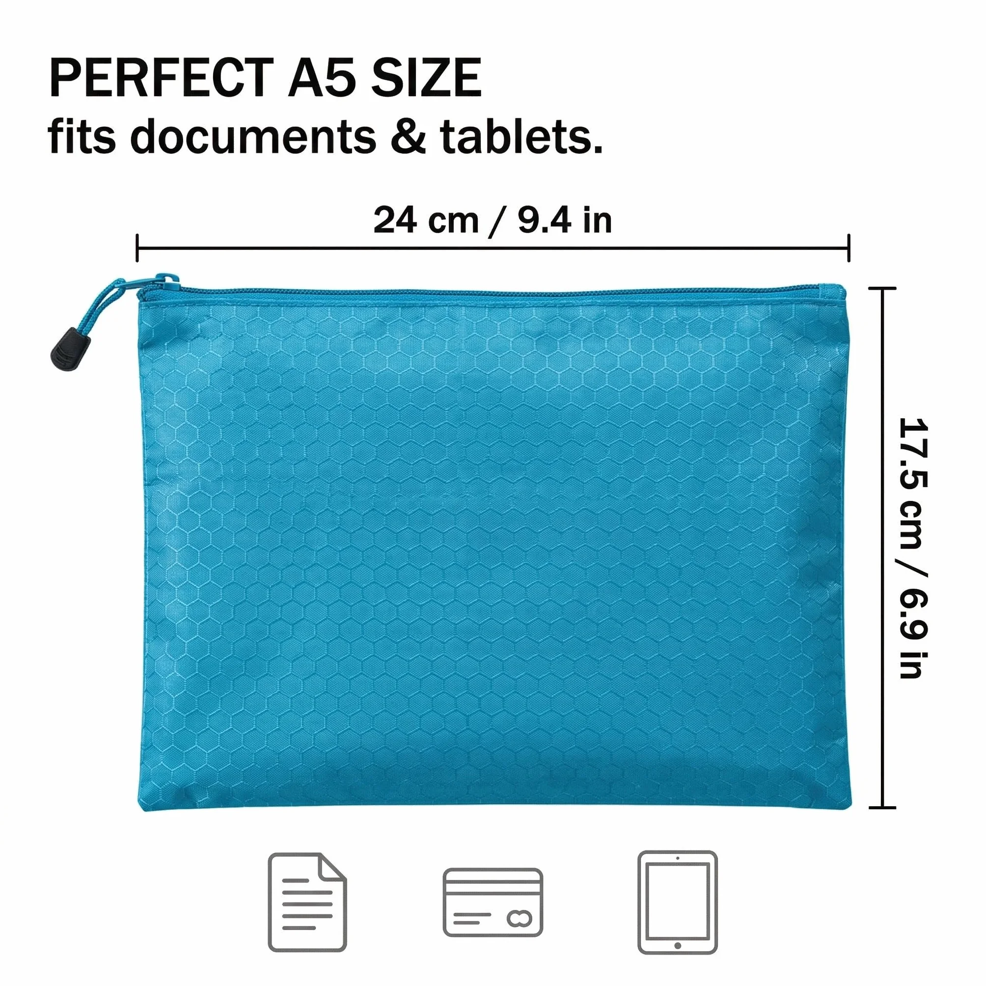 Bolsas impermeables para dinero A5 5 unidades cremallera verde rosa azul morado amarillo