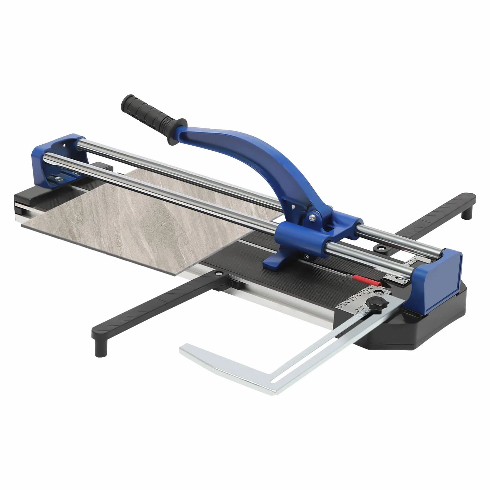 Cortador de azulejos, 600 mm, con soporte de compensación y barra de regla, cortador de azulejos manual de dos carriles con función de posicionamiento por infrarrojos