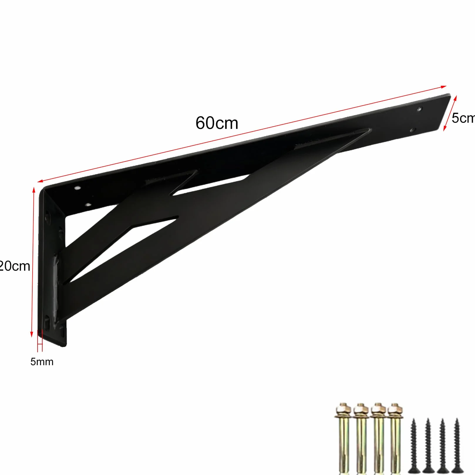 2 Piezas Soportes para Estantes de Pared, Escuadra para Estanterías,Soporte para Estanterías Pesados,Soportes Estantes Triangulares de 90 Grados Angular,con Tornillos (60cm)
