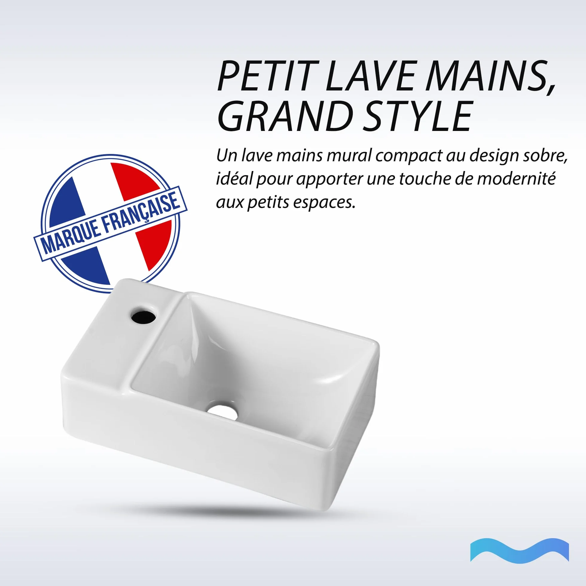 Lavavajillas rectangular compacto de cerámica blanca – Lavabo de diseño elegante y práctico para baños pequeños o aseos – 40 x 22 x 13 cm