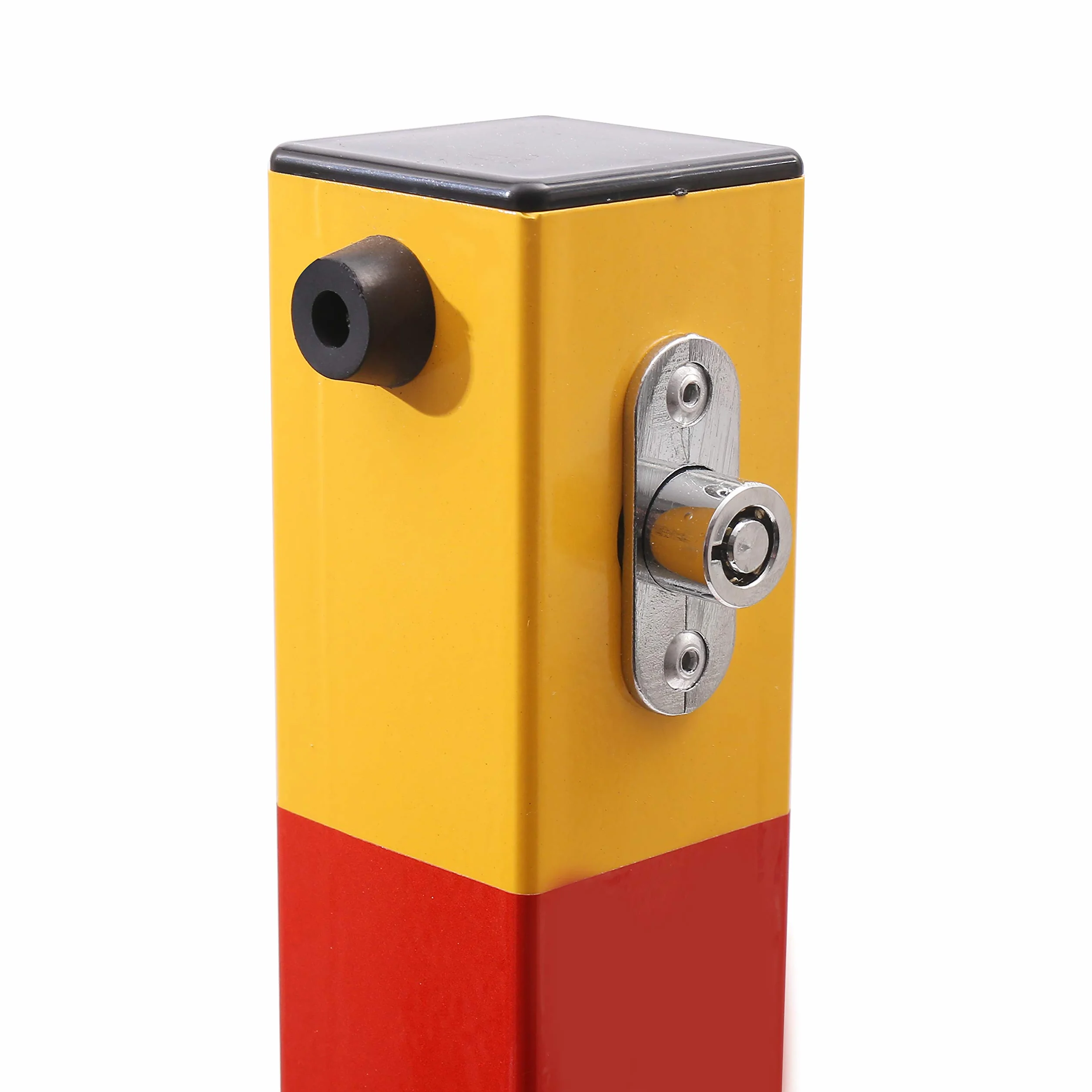 KATSU Bolardo de Bloqueo de Espacio para Estacionamiento de Automóviles Bloqueable Plegable Poste de Barrera de Parking de Coche, Amarilla y Roja, Cerradura superior, 70cm de Altura