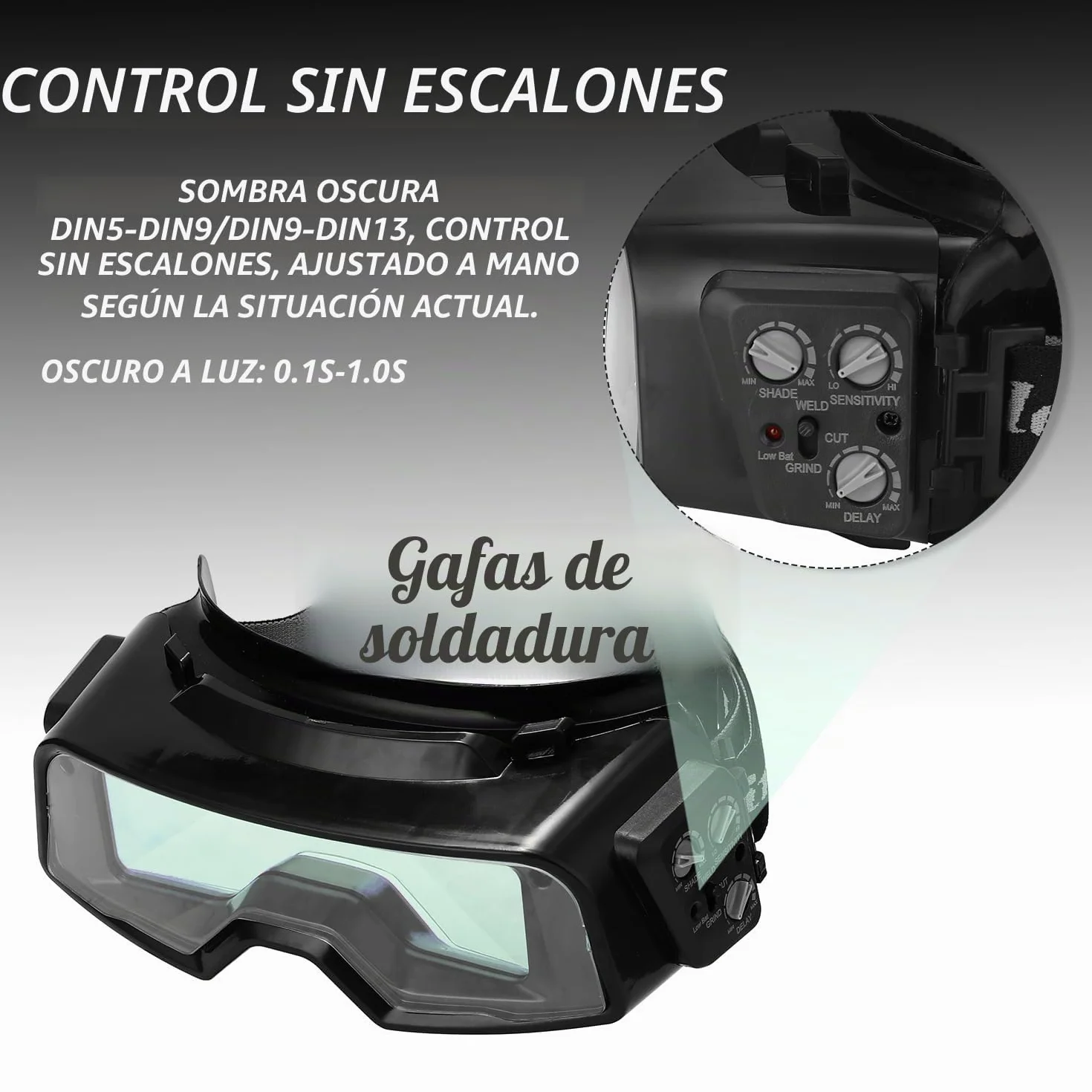 Pantalla Soldar Automática Weytoll Gafas de Soldadura para Protección de Ojos de Soldadura con Oscurecimiento Automático para TIG MIG MMA Gafas de Soldadura Profesionales