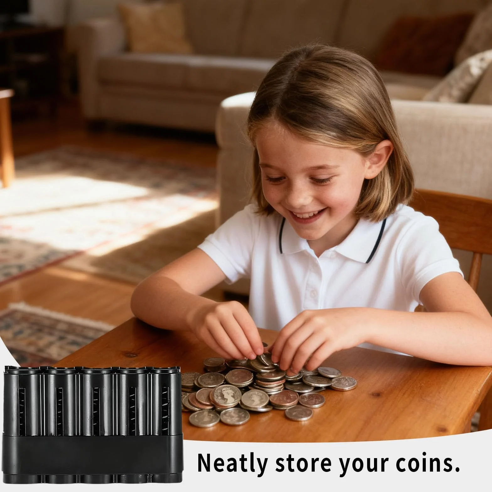 Portamonedas Euro 5 Compartimentos Organizador Monedas Plástico 2€ 1€ 50c 20c 10c Capacidad 70 Monedas 13x8,3x3,4 cm