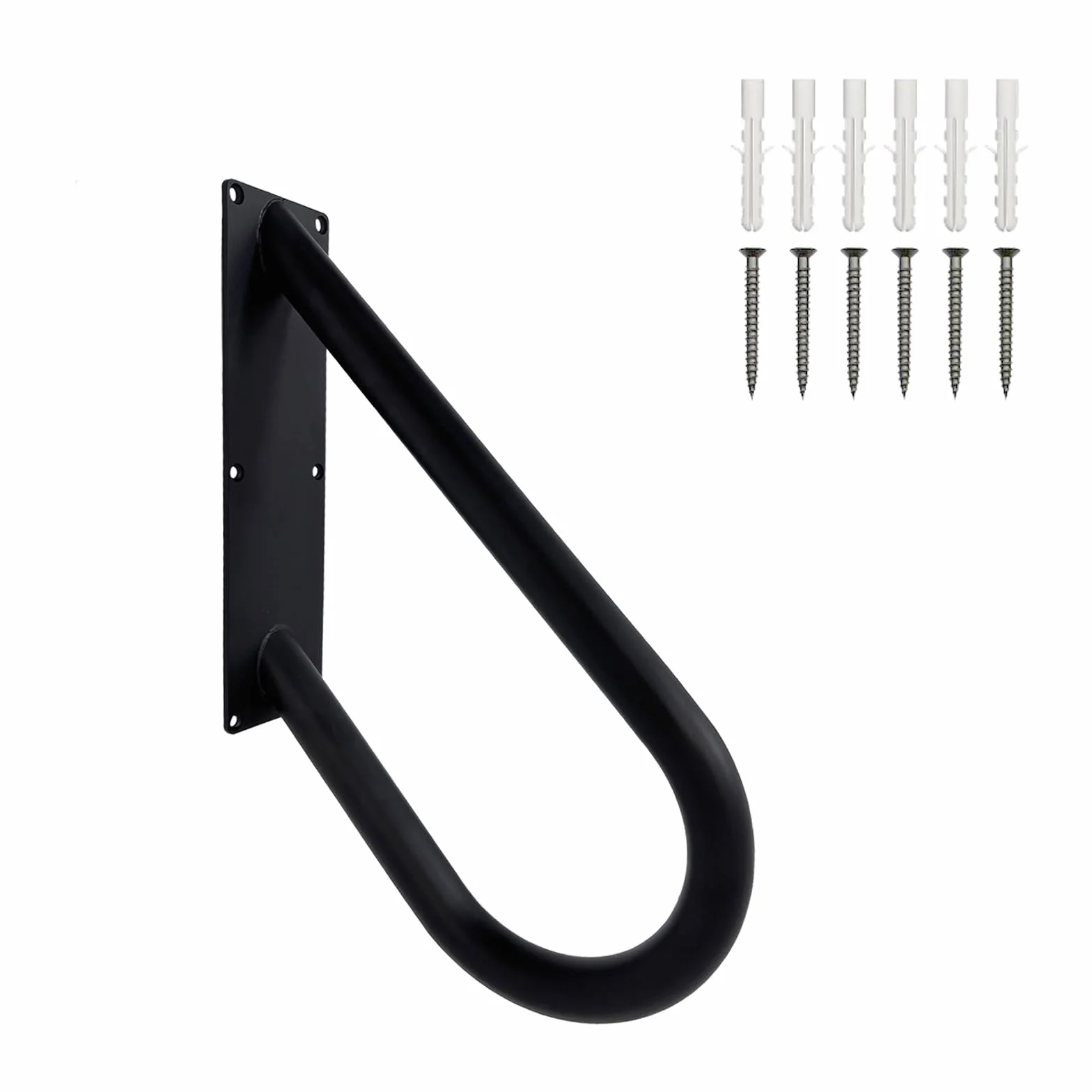 Pasamanos para escalones exteriores montaje en pared, barandillas para 1-2 peldaños, pasamanos en forma de U con acabado negro mate, pasamanos de escalera para garaje, porche, patio y jardín (45,7 cm