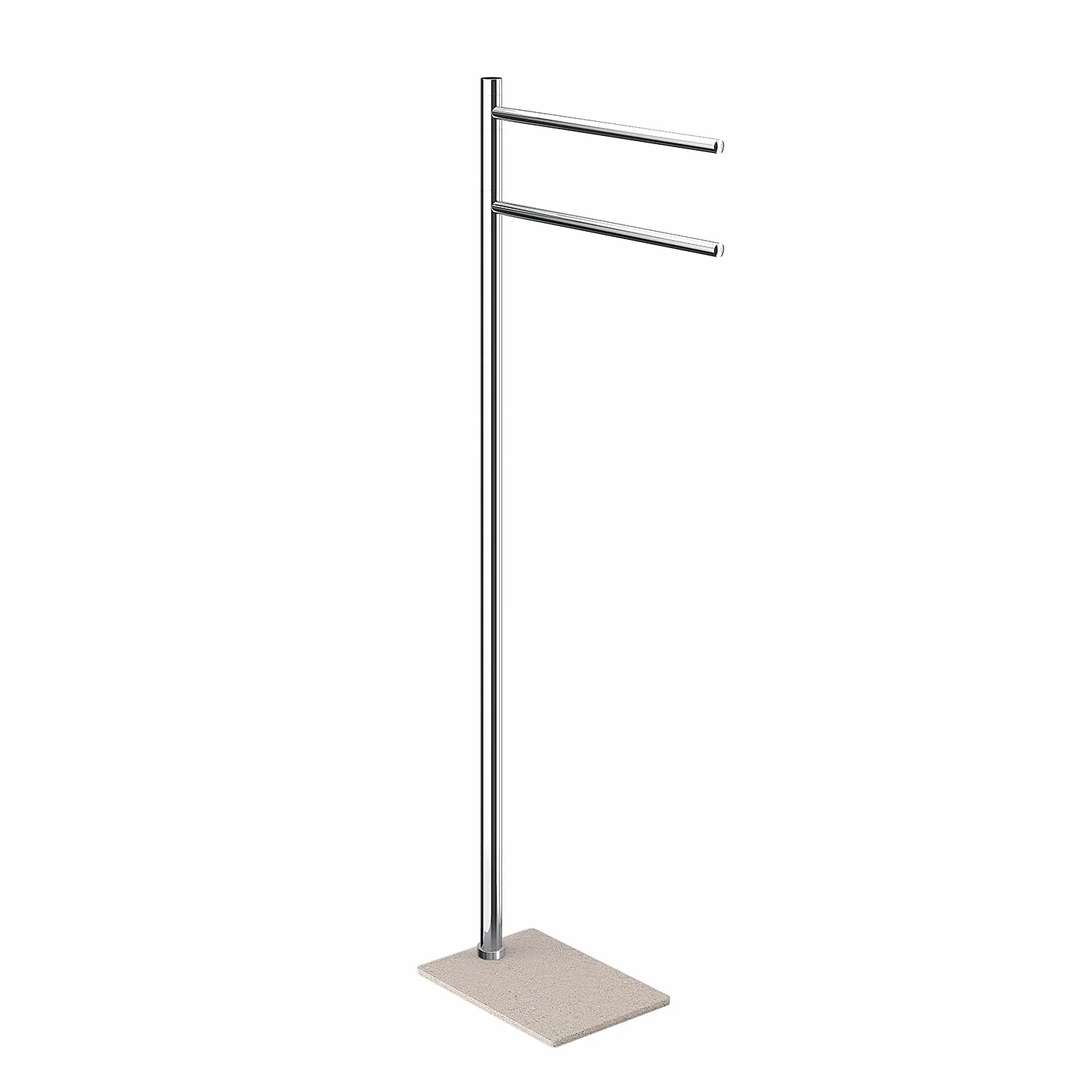 Gedy TRILLY Toallero de pie para baño con 2 Brazos, Beige-Cromo, Acero INOX, resinas termoplásticas y Base en Resina y Arena, 14 x 34 x 84,8