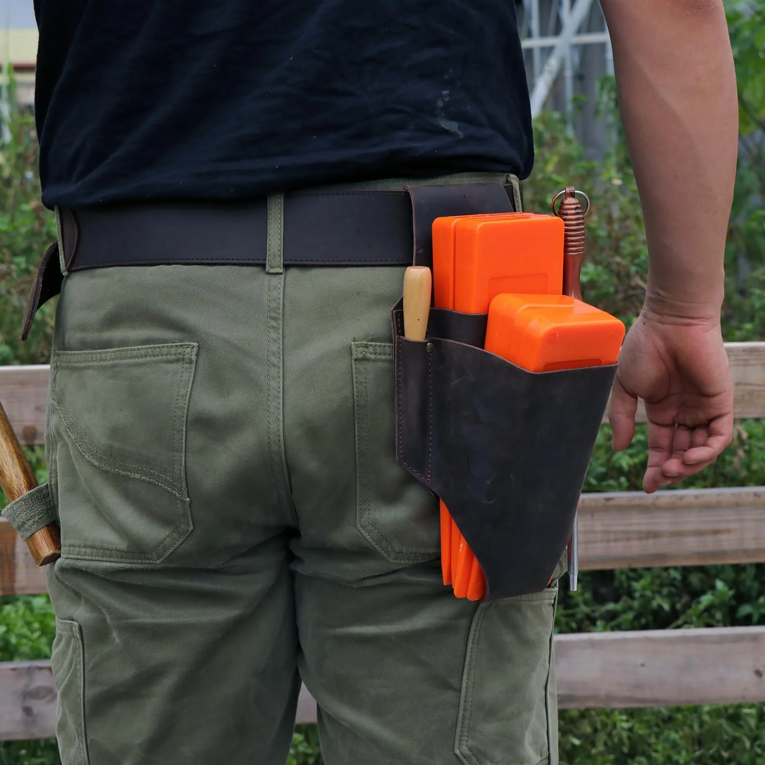 TOURBON - Funda de piel auténtica con 5 bolsillos para cinturón de registro, llave de motosierra, herramienta para cortar árboles