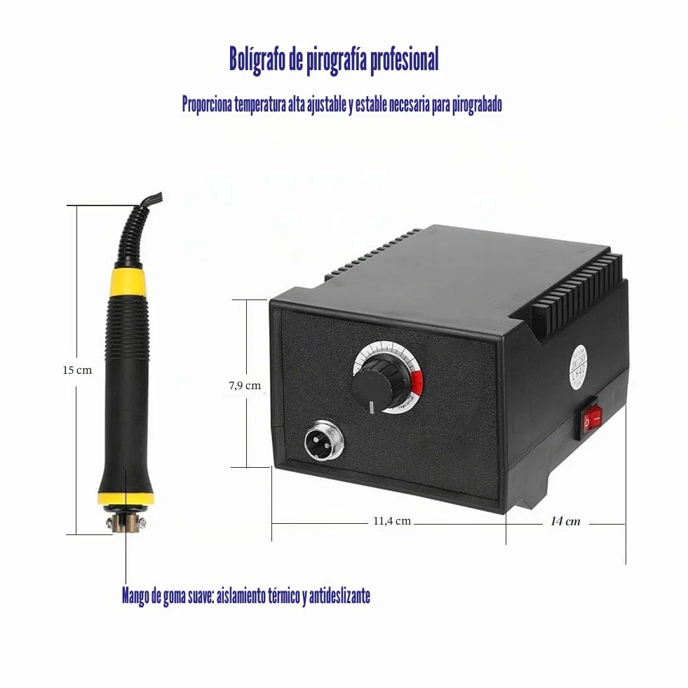 Máquina de Pirograbado Profesional Kit de Quema Lapiz Pirografo Madera | 23 Puntas | Temperatura Regulable | Bolsa de Transporte | para Grabado en Madera Cuero