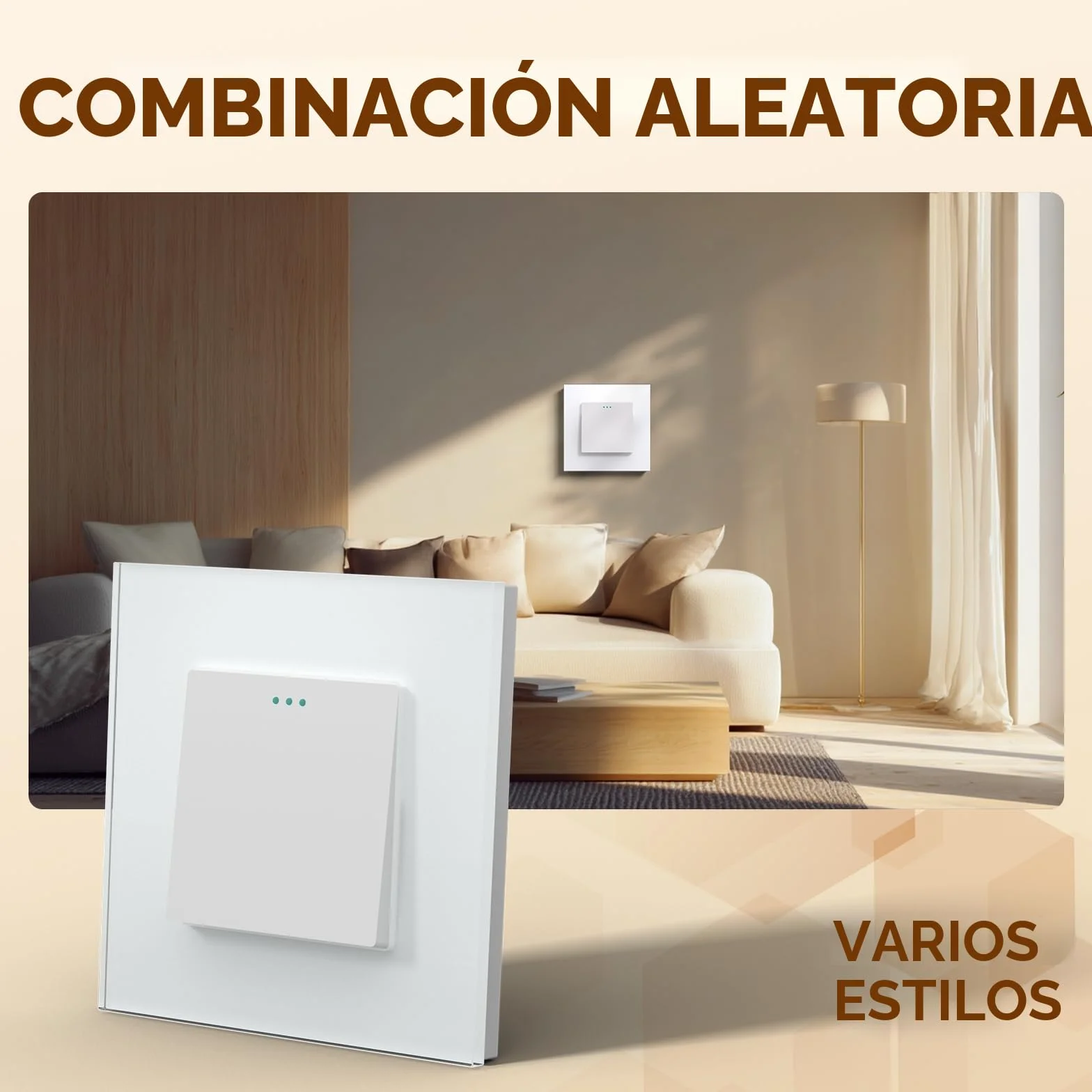 BSEED Interruptor Cruzamiento,Basculante Con Luz de Orientación,Marco de Cristal,Fácil Instalación,Fáciles de Limpiar,1 Gang 3 Vía,86mm Blanco