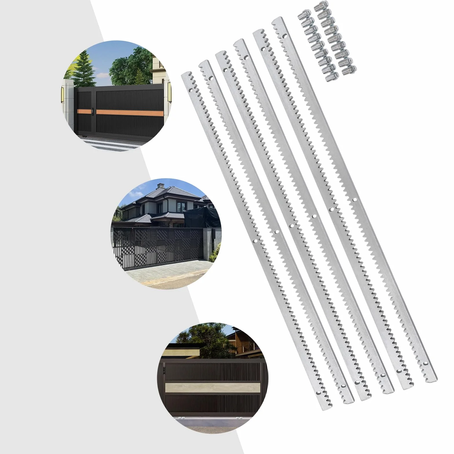 6 x 1 m cremallera para accionamiento de puerta corredera | riel dentado de acero galvanizado (12 mm de grosor) | compatible con abridores de puerta | para puertas correderas pesadas de hasta