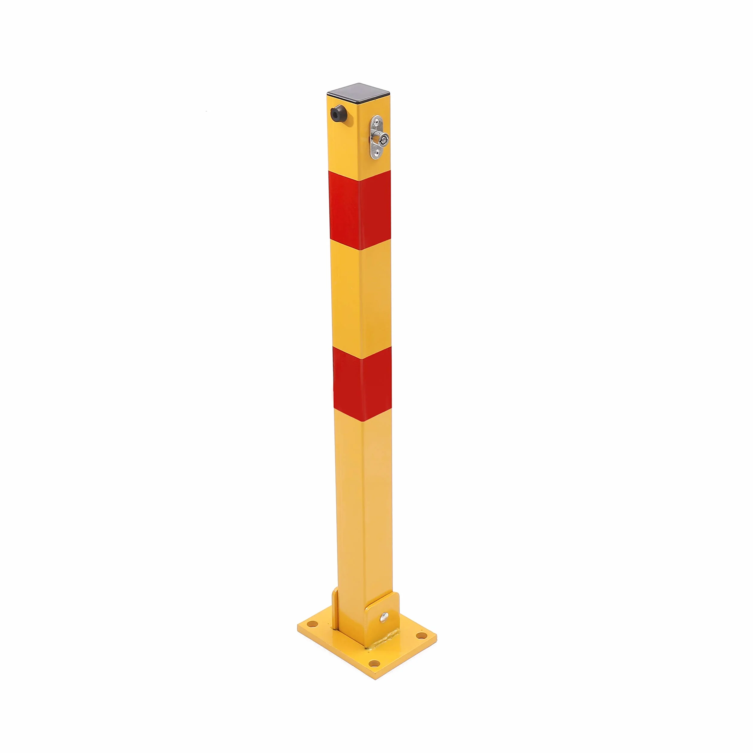 KATSU Bolardo de Bloqueo de Espacio para Estacionamiento de Automóviles Bloqueable Plegable Poste de Barrera de Parking de Coche, Amarilla y Roja, Cerradura superior, 70cm de Altura