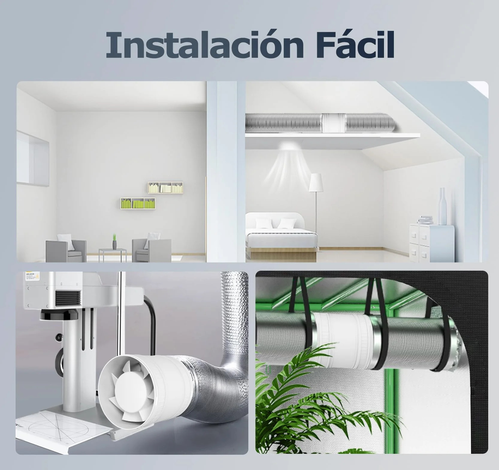 Extractor de Aire en Línea 100 mm Velocidad Ajustable Protección Sobrecalentamiento