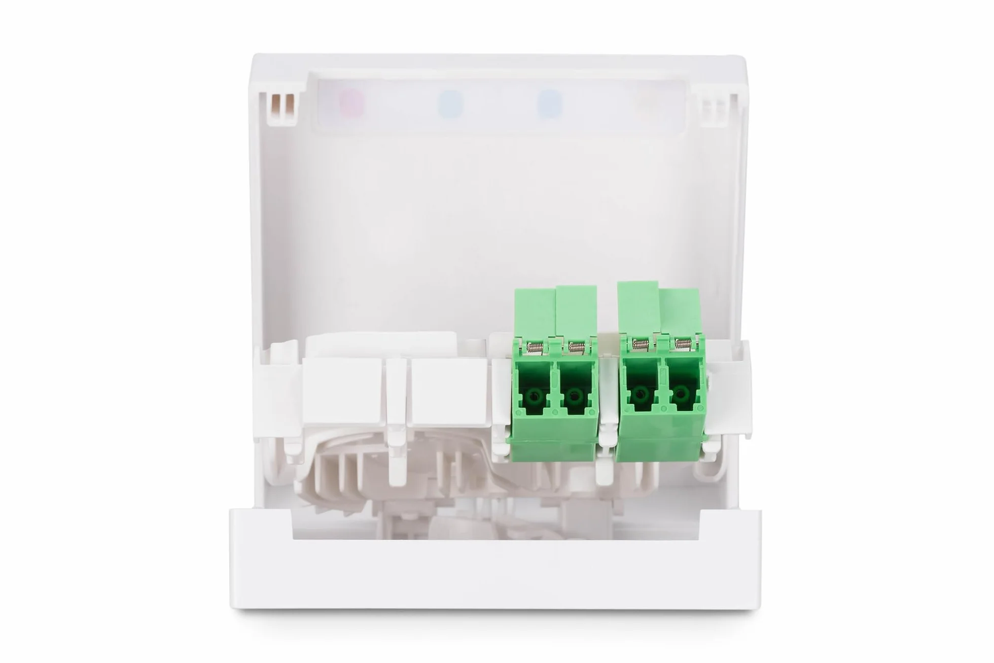 DIGITUS FTTH Caja Fibra Óptica Monomodo 2X LC/APC Dúplex IP45 Blanco
