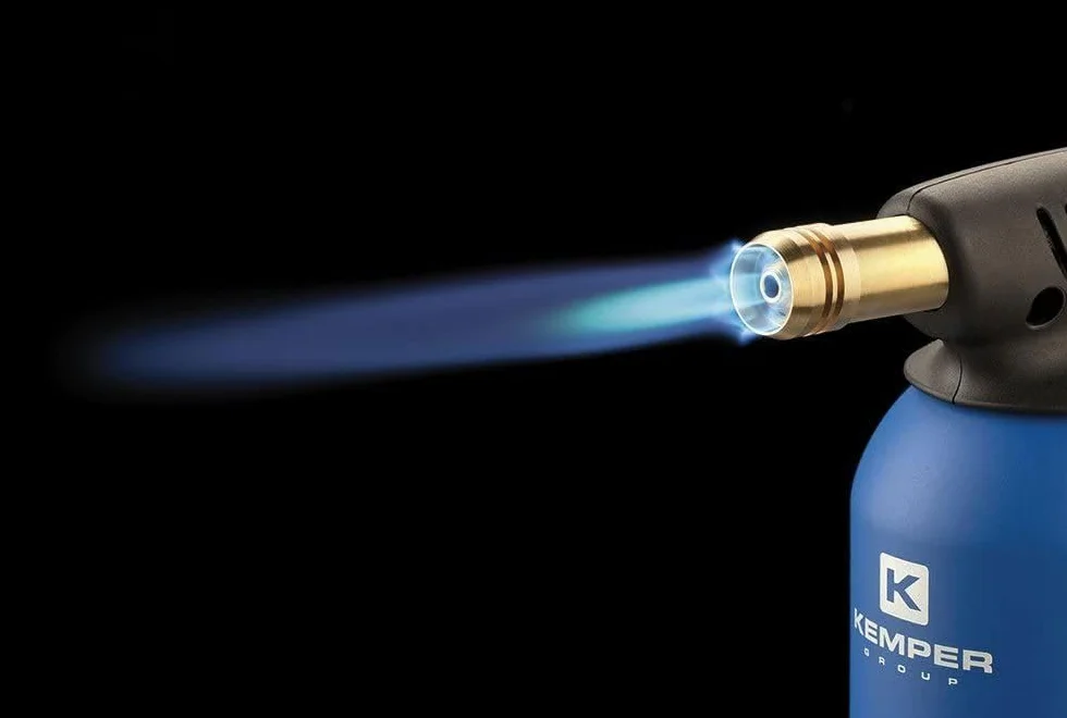 Kemper - Lámpara para soldar soplete de fuego + 3 bombonas de gas butano seguro + guantes de regalo