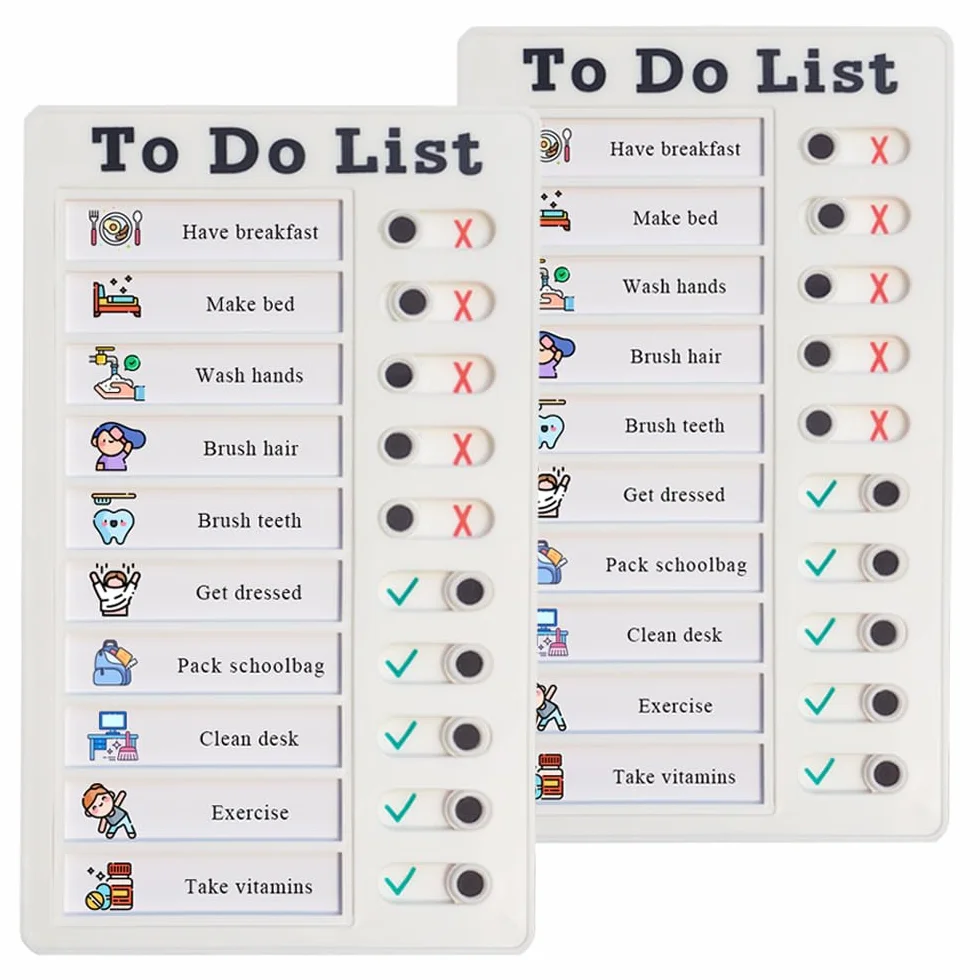 2 pizarras de lista de comprobación para pegar, pizarra reutilizable para niños, planificador de tareas infantiles, lista de tareas para