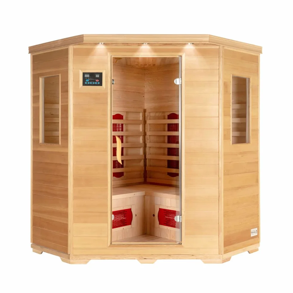 Home Deluxe - Cabina de infrarrojos REDSUN XXL -150 x 150 x 190 cm - para 2-4 personas, 8 radiadores cerámicos, madera: hemlock I Sauna de infrarrojos, sauna, cabina de calor, infrarrojos