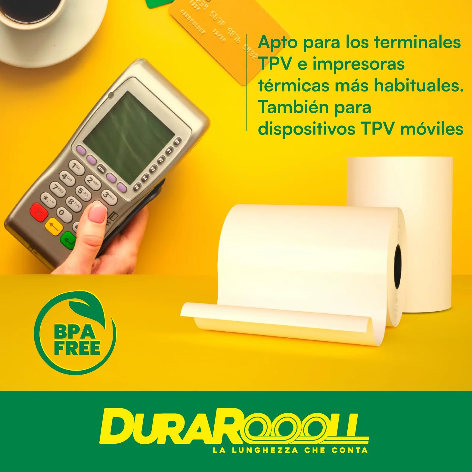 20 Rollos Papel Termico TPV Datafono DuraRoooll - Rollos Térmicos POS 57mmx36mmx16m Compatibles con Nexi SumUp Pax Axerve Ingenico para Tiques Recibos Tarjetas de Débito y Crédito
