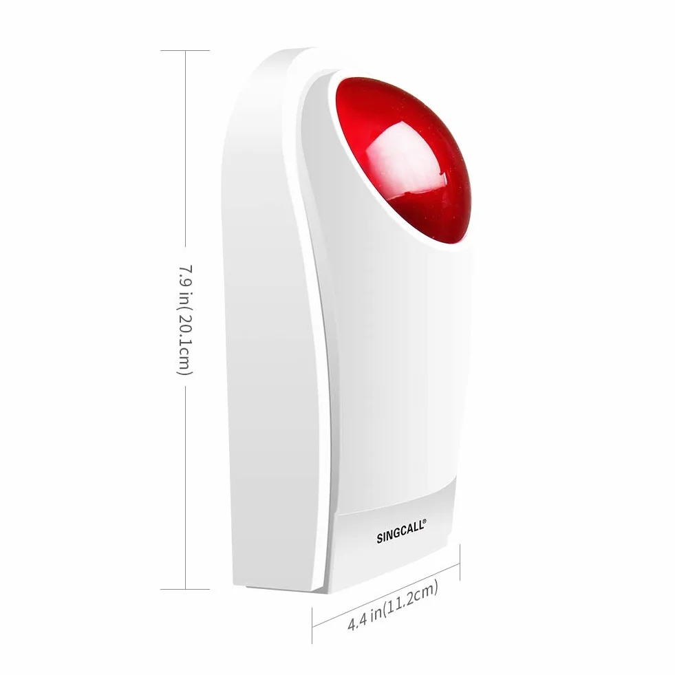 SINGCALL Sistemas de Alarma inalámbricos Sirena Exterior inalámbrica Alarma antirrobo con luz estroboscópica roja de Alerta SOS para Tienda Hogar Hotel Joyería Seguridad, 1 Sirena 2 Botones remotos